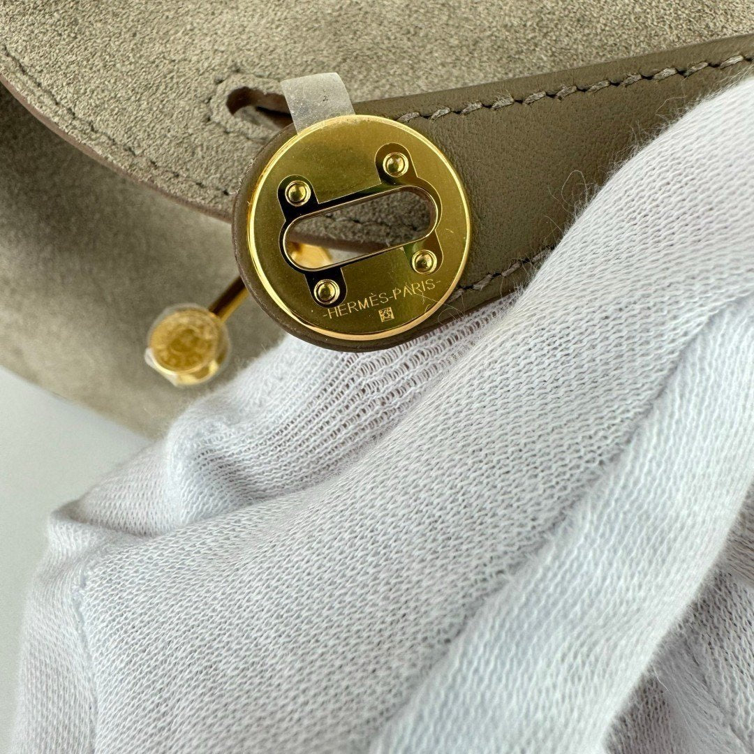 HERMES エルメス Lindy mini リンディミニ Gris caillou グリカイユ GHW ゴールド金具 Veau Grizzly ヴォーグリズリー Stamp-B B刻