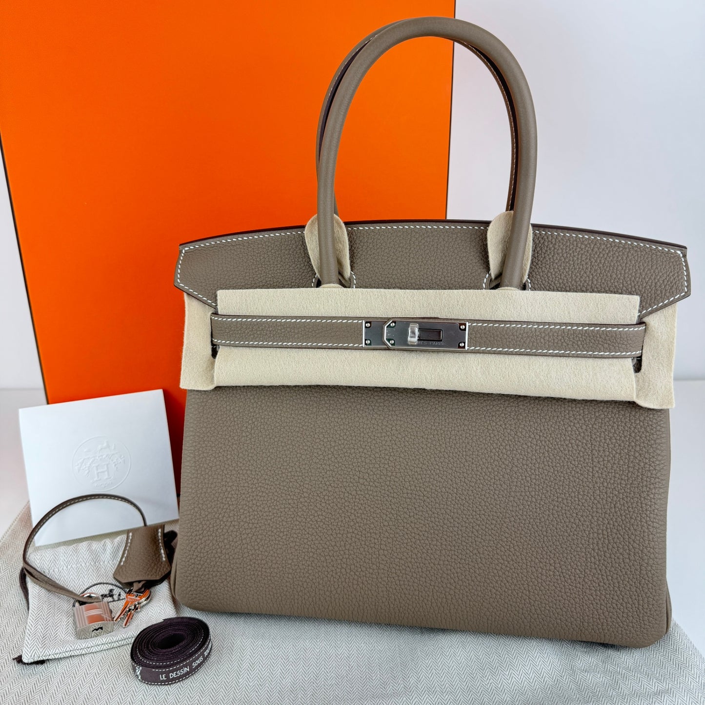 Birkin30 バーキン30 Etoupe エトープ Togo トゴ PHW シルバー金具 Stamp-W W刻印 ハンドバッグ