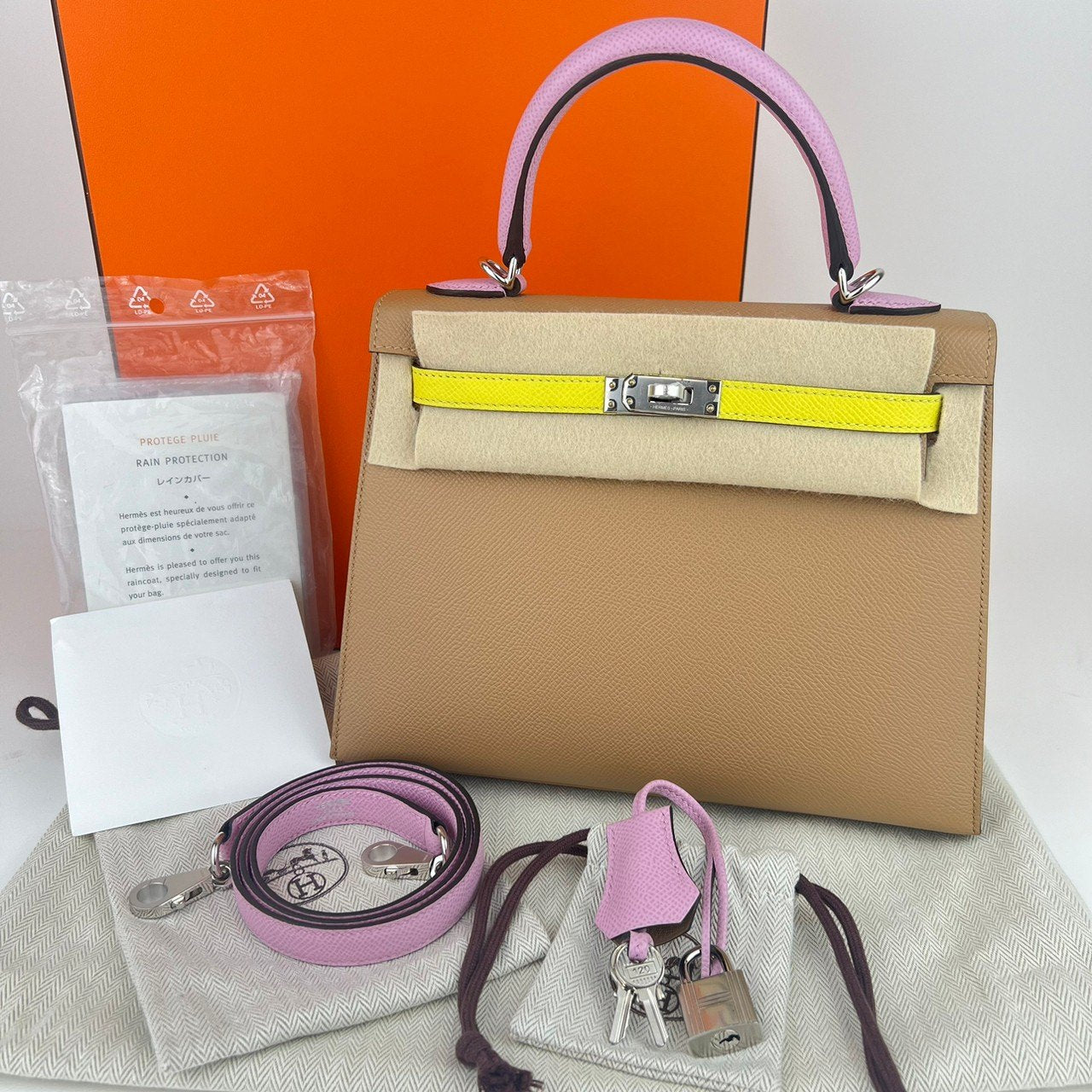 Kelly25 tricolore ケリー25 トリコロール Chai/Lime/Mauve sylvester チャイ/ライム/モーヴシルベストル Epsom エプソン PHW シルバー金具 B刻