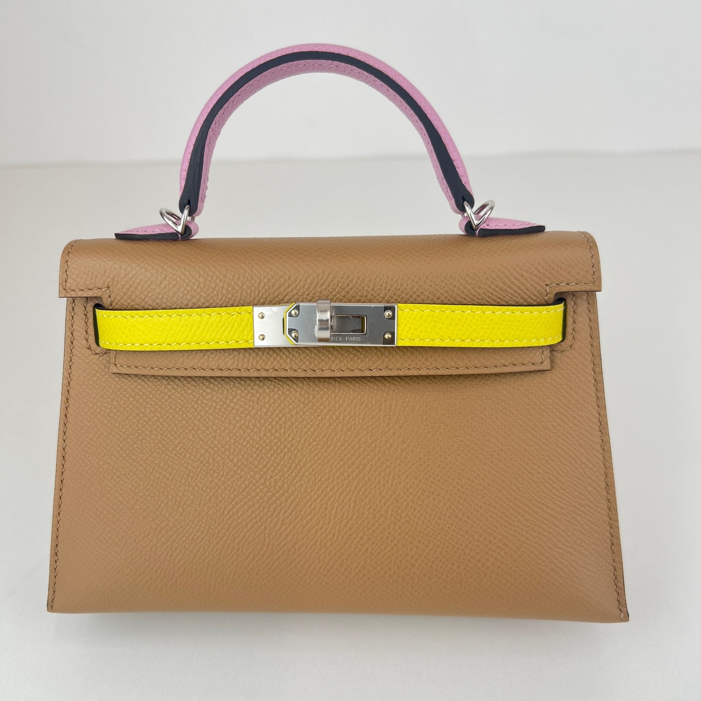 Mini kelly tricolor ミニケリートリコロール Stamp-U U刻印 Epsom エプソン Chai/Mauve sylvester/Lime チャイ/モーヴシルベストル/ライム PHW シルバー金具