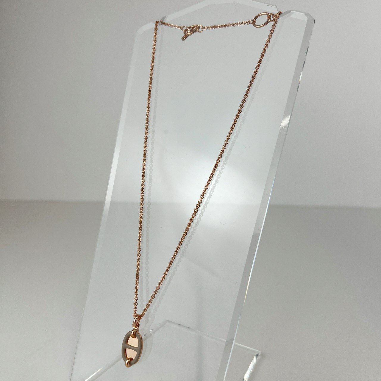 Hermès エルメス Mini Maillon pendant ミニ マイヨン ペンダント メタル Marron grace / Rosegold :マロングラッセ / ローズゴールド