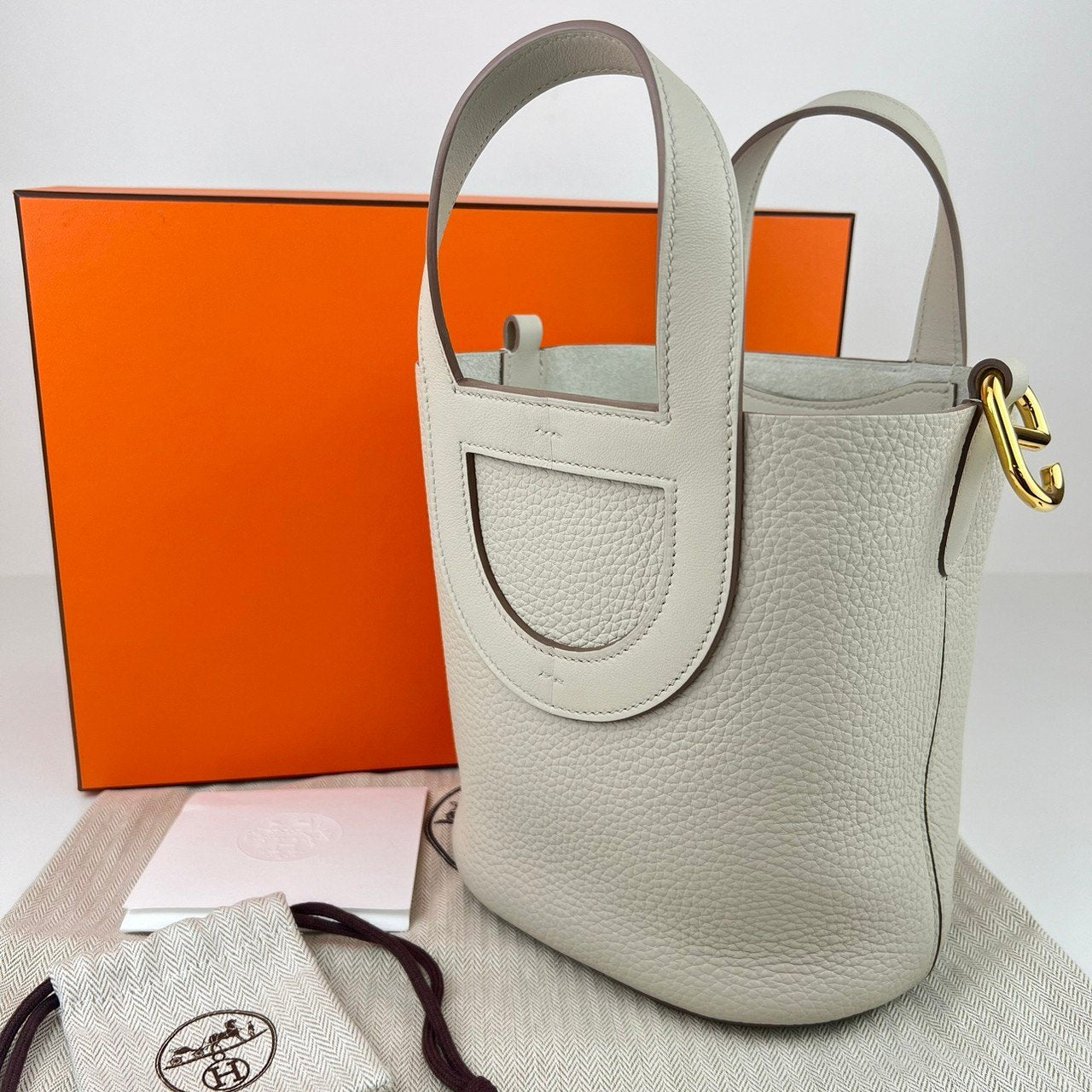 新品未使用 HERMES エルメス インザループ 18 IN THE ROOP 18 Craie クレ GHW ゴールド金具 Clemance トリヨンクレマンス B刻印 Stamp-B ハンドバッグ レディースバッグ