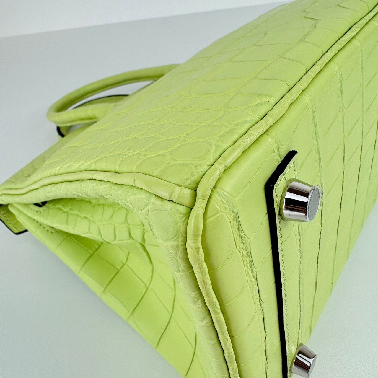 Birkin25 バーキン25 Jaune bourgeon ジョーヌブルジョン Alligatorアリゲーター PHW シルバー金具 Stamp-U U刻印