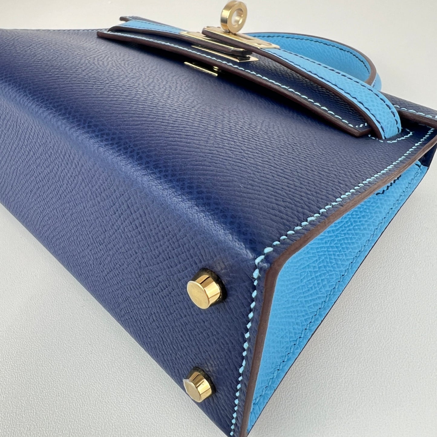 Mini kelly Special order ミニケリー スペシャルオーダー Blue navy/Celeste ブルーネイビー/セレステ PMBHW シャンパンゴールド金具 Stamp-K K刻印