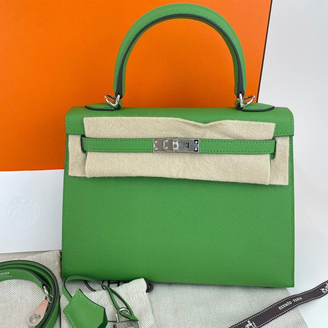 新品 HERMES エルメス Kelly25 ケリー25 Vert yucca ヴェールユッカ Epsom エプソン PHW シルバー金具 B刻
