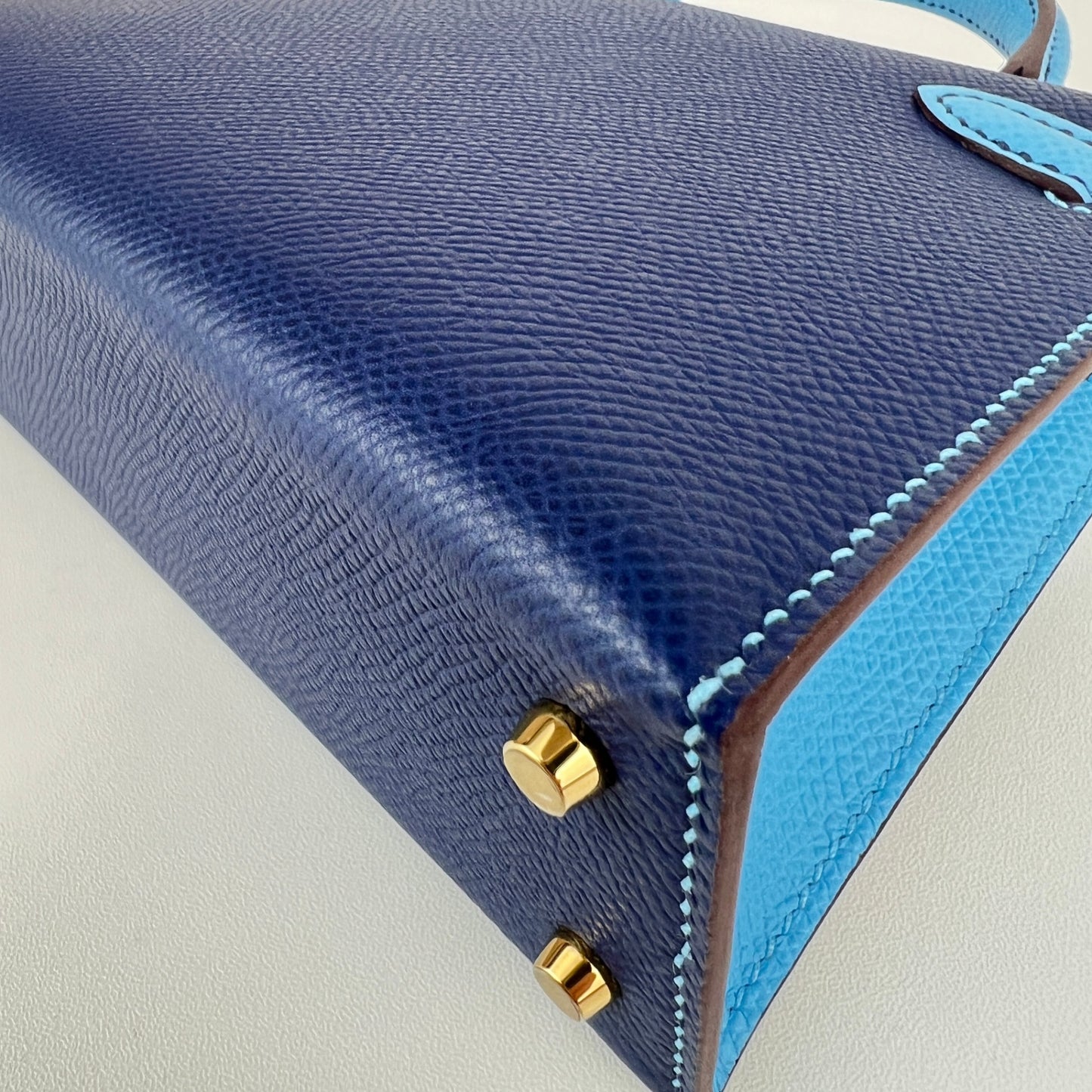 Mini kelly Special order ミニケリー スペシャルオーダー Blue navy/Celeste ブルーネイビー/セレステ PMBHW シャンパンゴールド金具 Stamp-K K刻印
