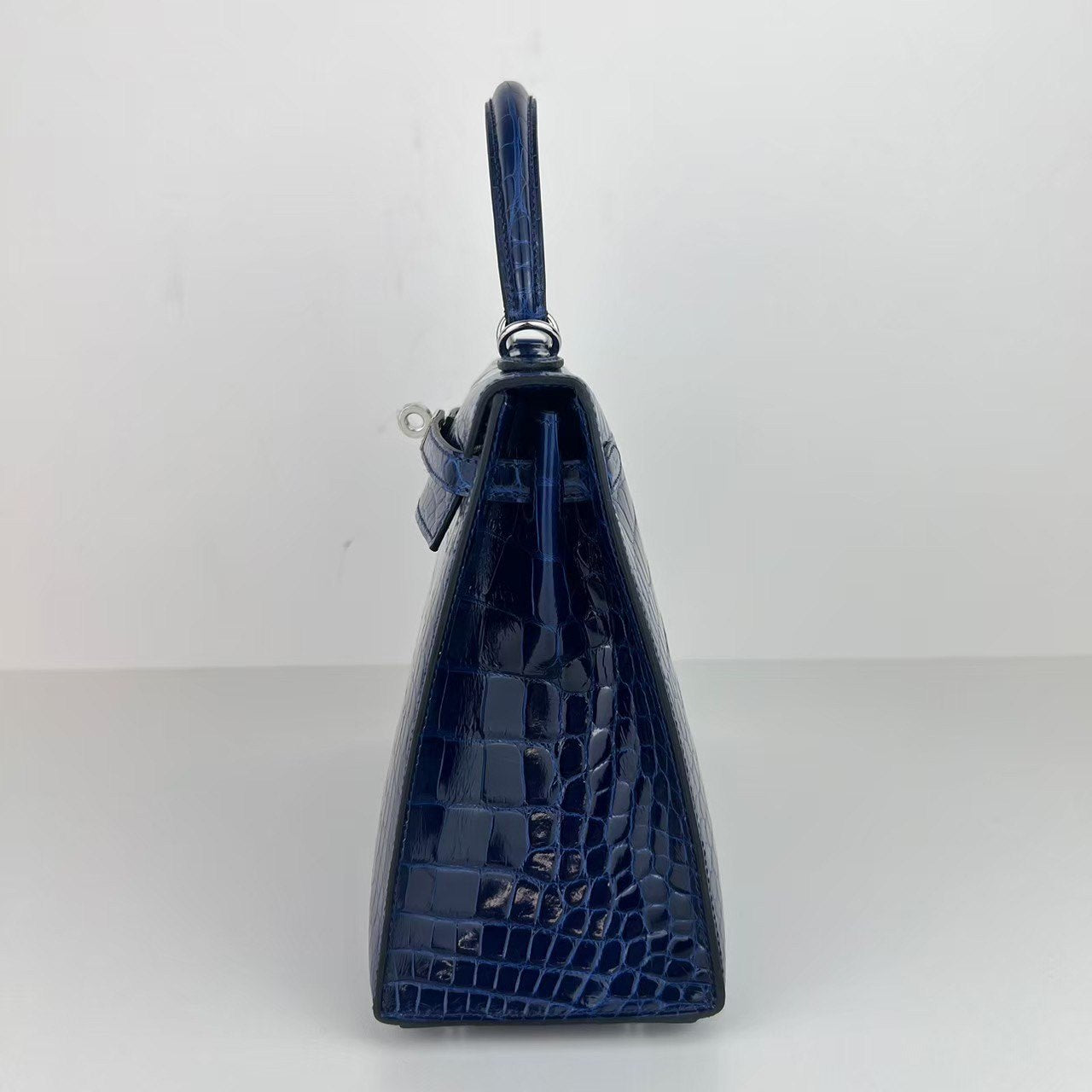 Kelly25 ケリー25 Blue saphir ブルーサファイア Alligatorアリゲーター PHW シルバー金具 Stamp-W W刻印