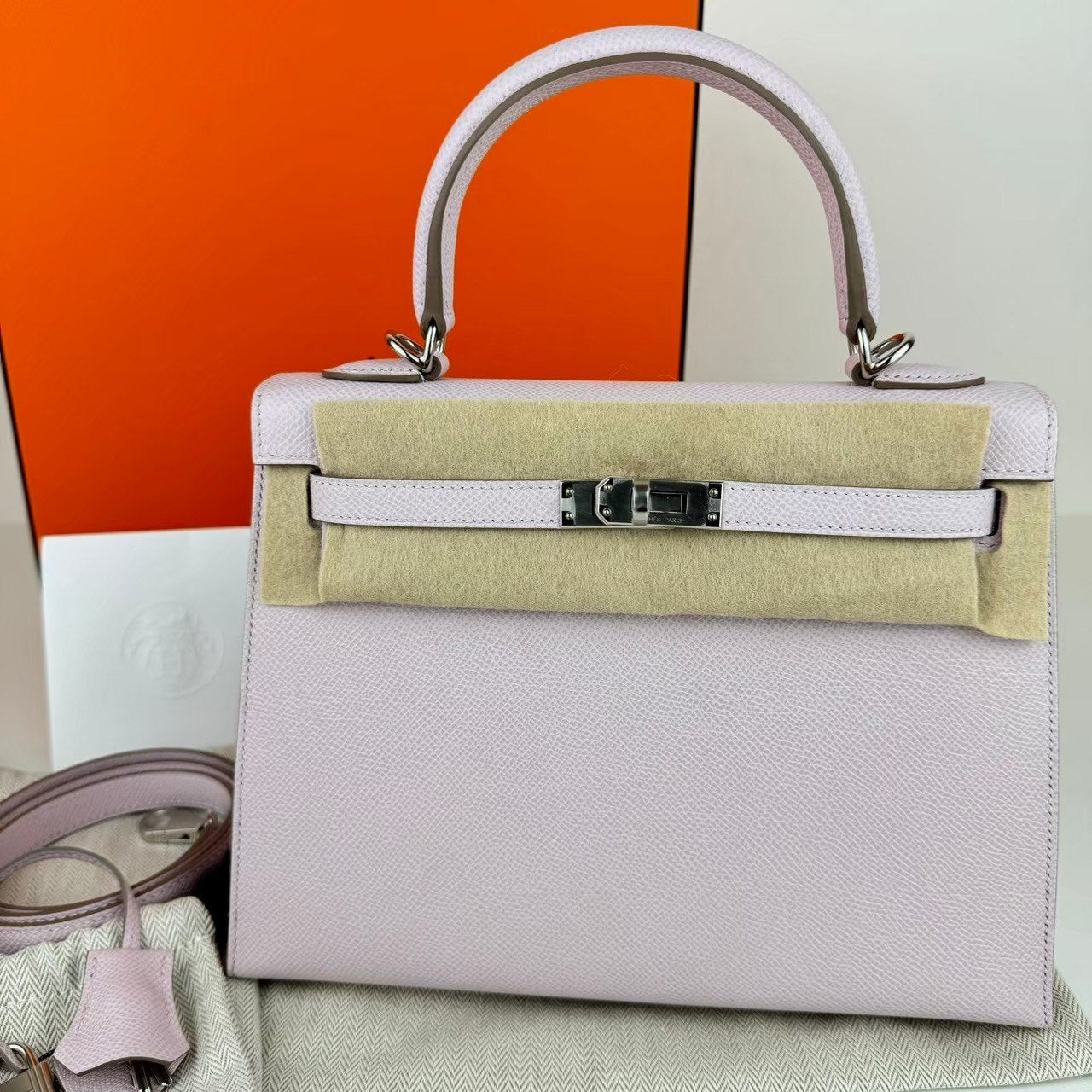 Kelly25 ケリー25 Mauve pale モーヴパール Epsom エプソン PHW シルバー金具 Stamp-W W刻印