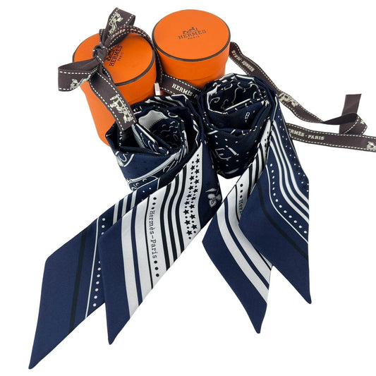 Twilly ツイリー マルチカラー スカーフ ネイビー