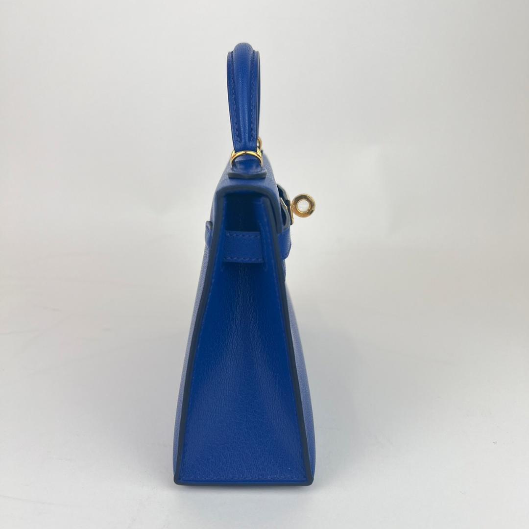 Mini kelly ミニケリー Blue royal ブルーロイヤル Chevre シェーブル GHW ゴールド金具 B刻