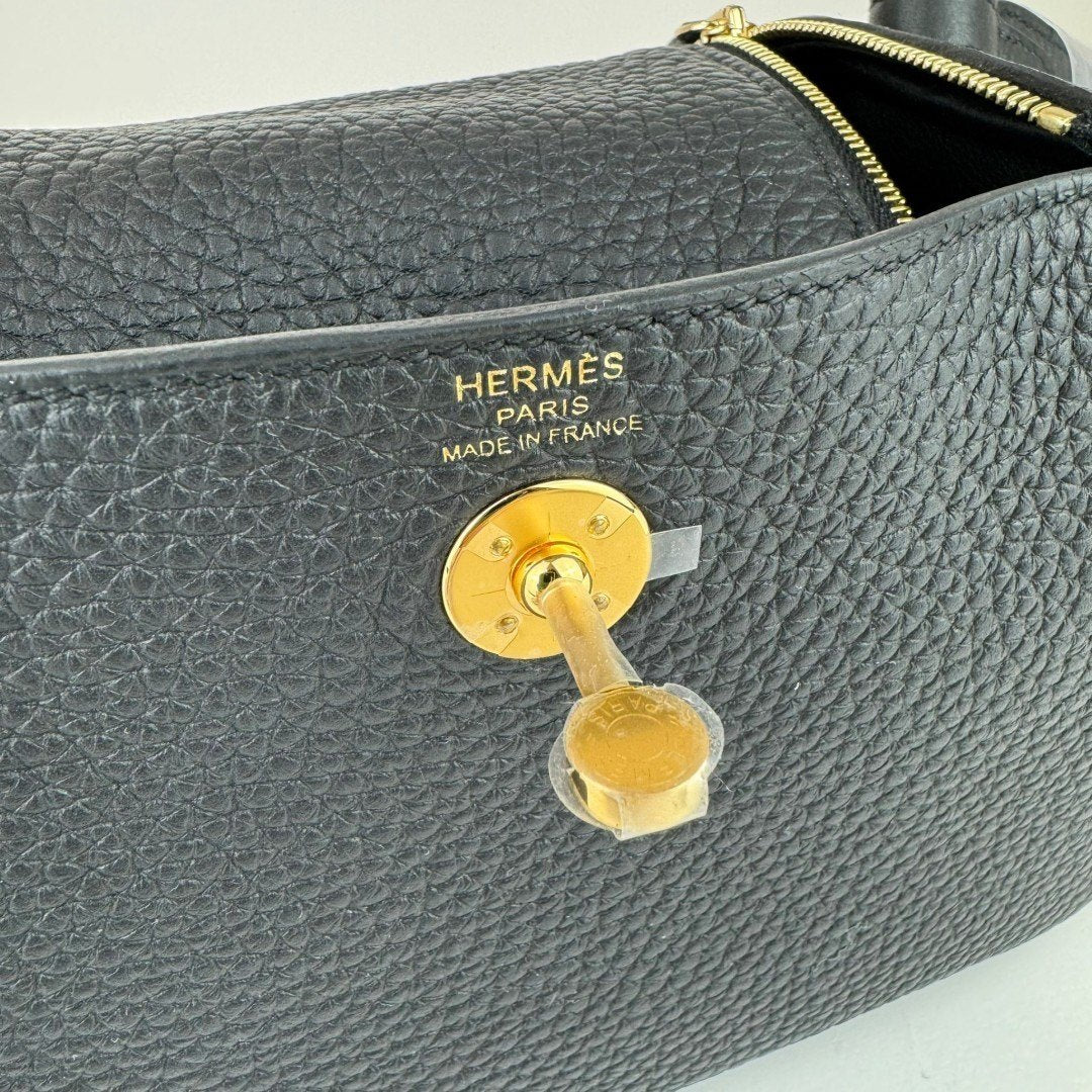 HERMES エルメス Lindy mini リンディミニ Black ブラック GHW ゴールド金具 Taurillon Clemence トリヨンクレマンス Stamp-B B刻