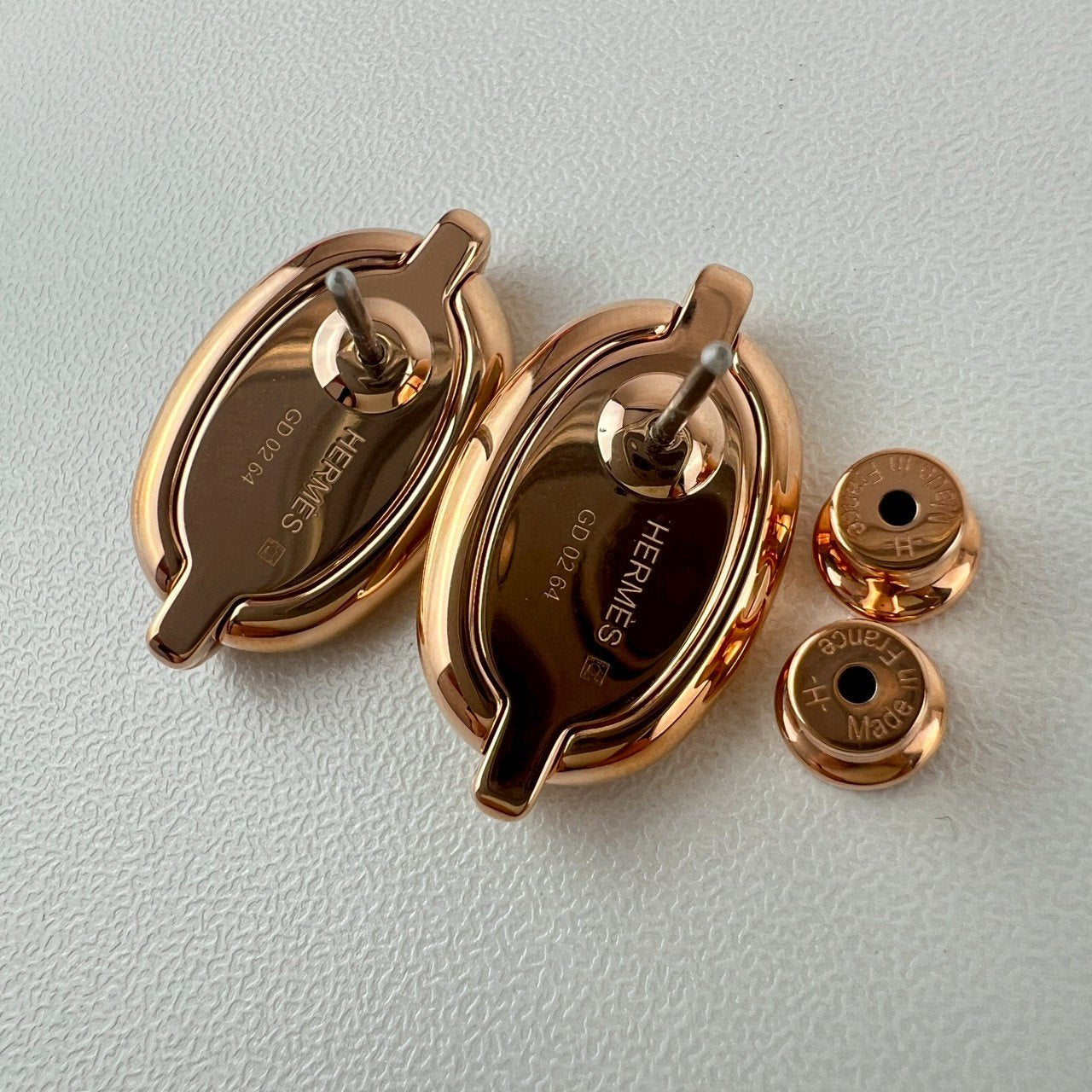 Hermès エルメス Boucles d'oreilles Mini Maillon ミニ マイヨン H100052FO ラッカーメタル Marron grace / Rosegold :マロングラッセ / ローズゴールド
