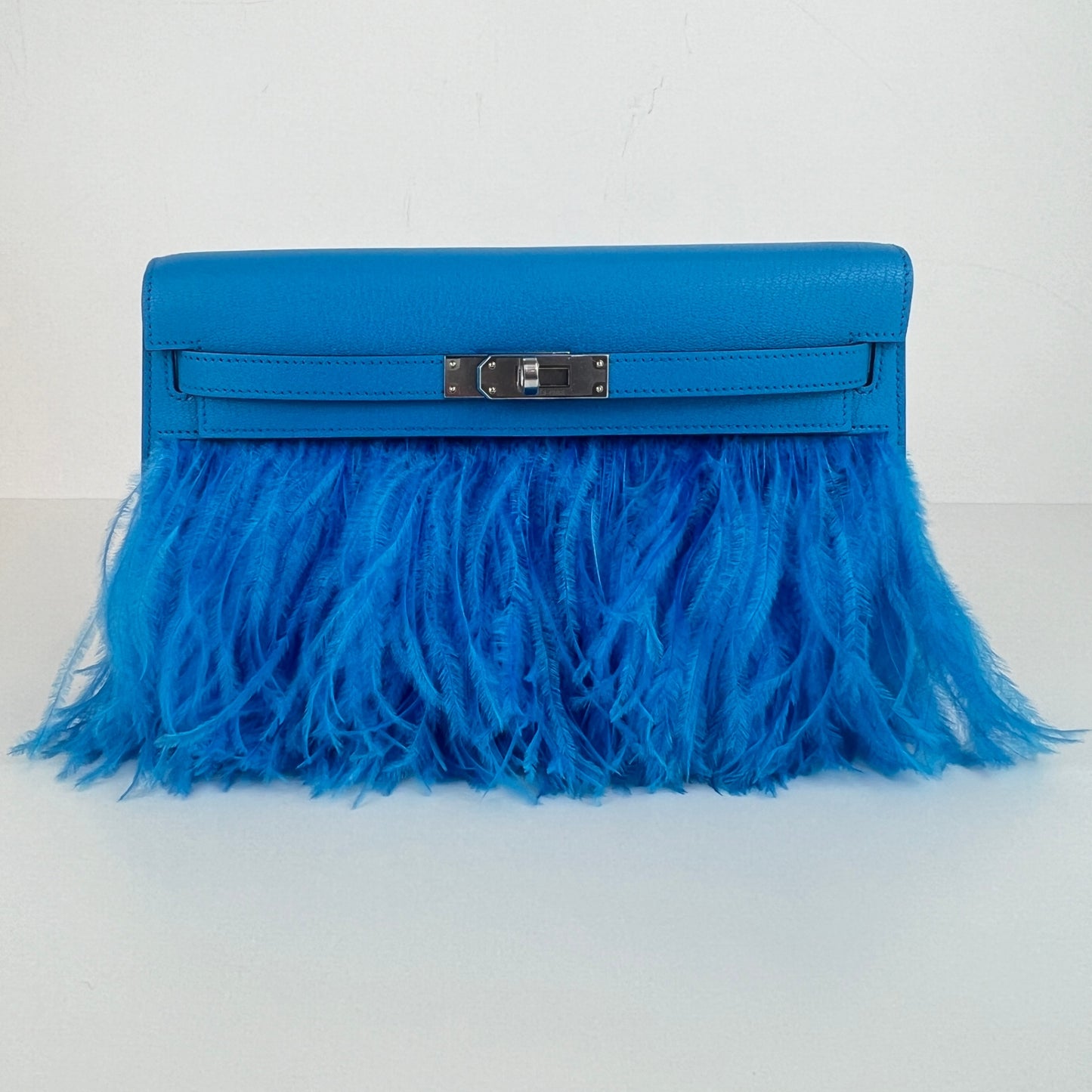 Kelly Elan feather ケリーエランフェザー Blue frida ブルーフリーダ Chevre シェーブル PHW シルバー金具 Stamp-B B刻印