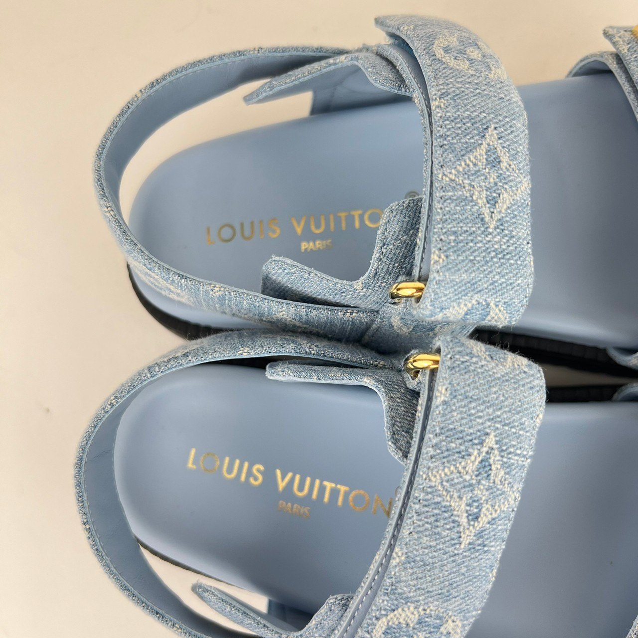 Sunset Flat Comfort Mule ルイヴィトン サンセット コンフォート ミュール 37.5(24.0cm) デニムアズーロ ゴールド金具 モノグラムデニム 1ACZ8E
