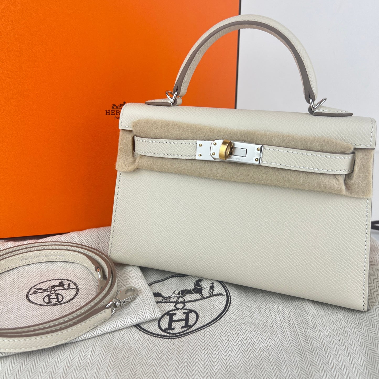 Mini kelly ミニケリー Craie クレ EHW エレクトラム金具 Epsom エプソン Stamp-K K刻印