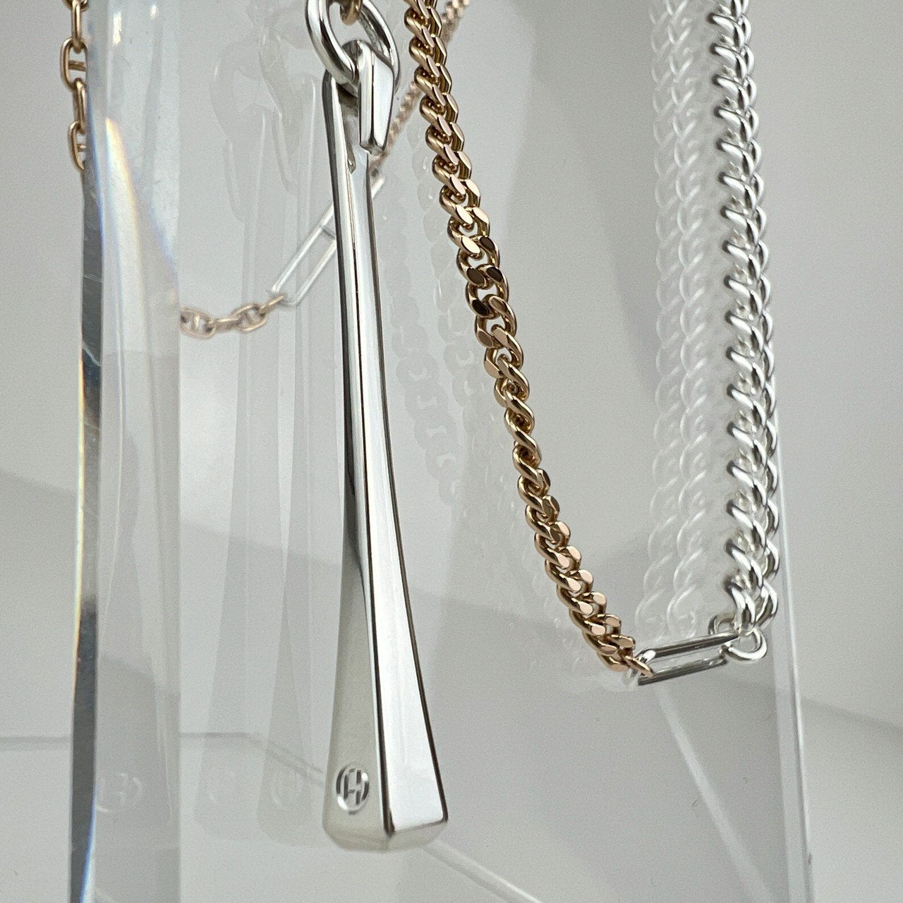 新品未使用 HERMES エルメス Mix and h long necklace ミックス&Hロングネックレス RG金具 ローズゴールド/シルバー