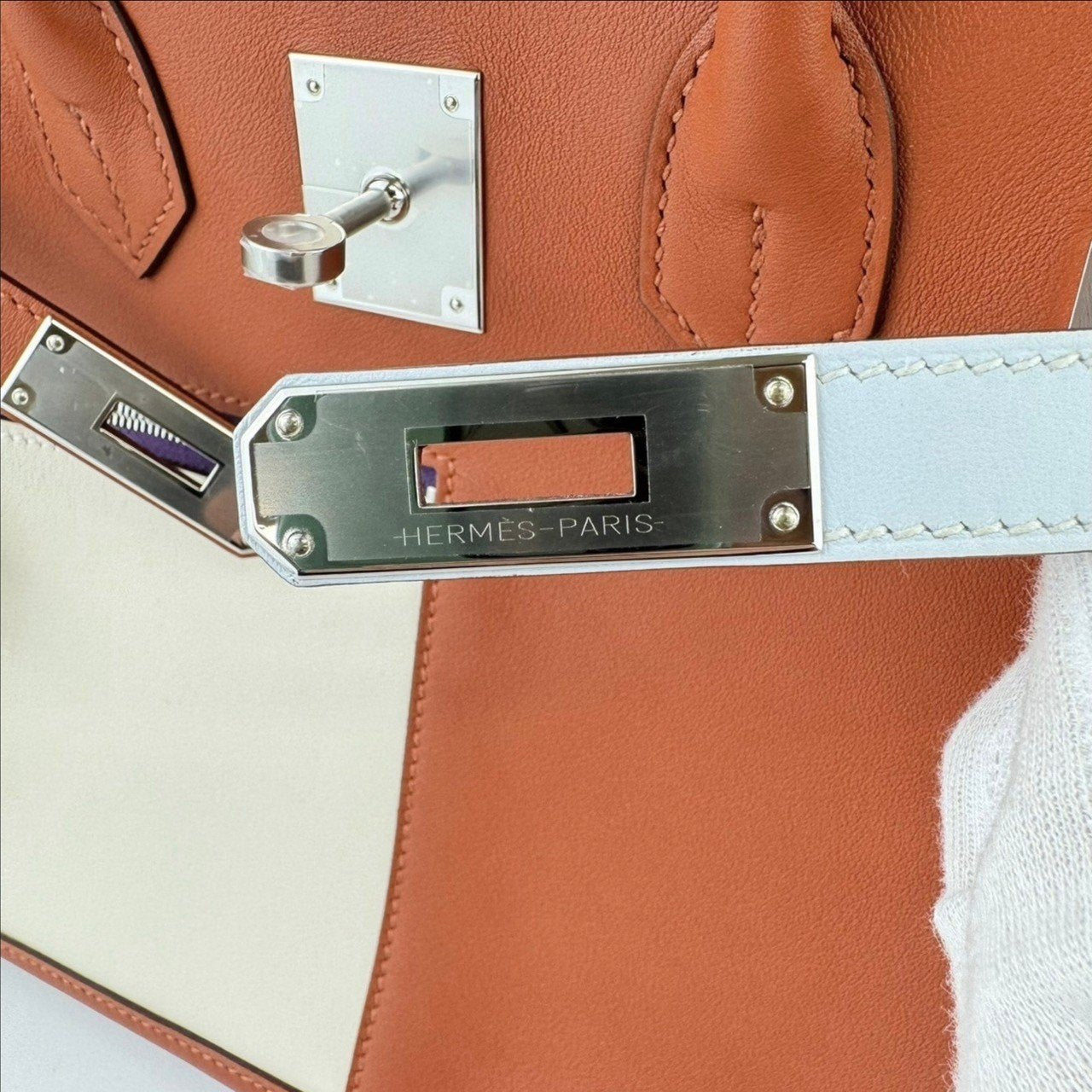 Birkin30 colormatic バーキン30 カラーマティック Brick/Nata/Blue brume ブリック/ナタ/ブルーブリュム PHW シルバー金具 Swift スイフト U刻 Stamp-U