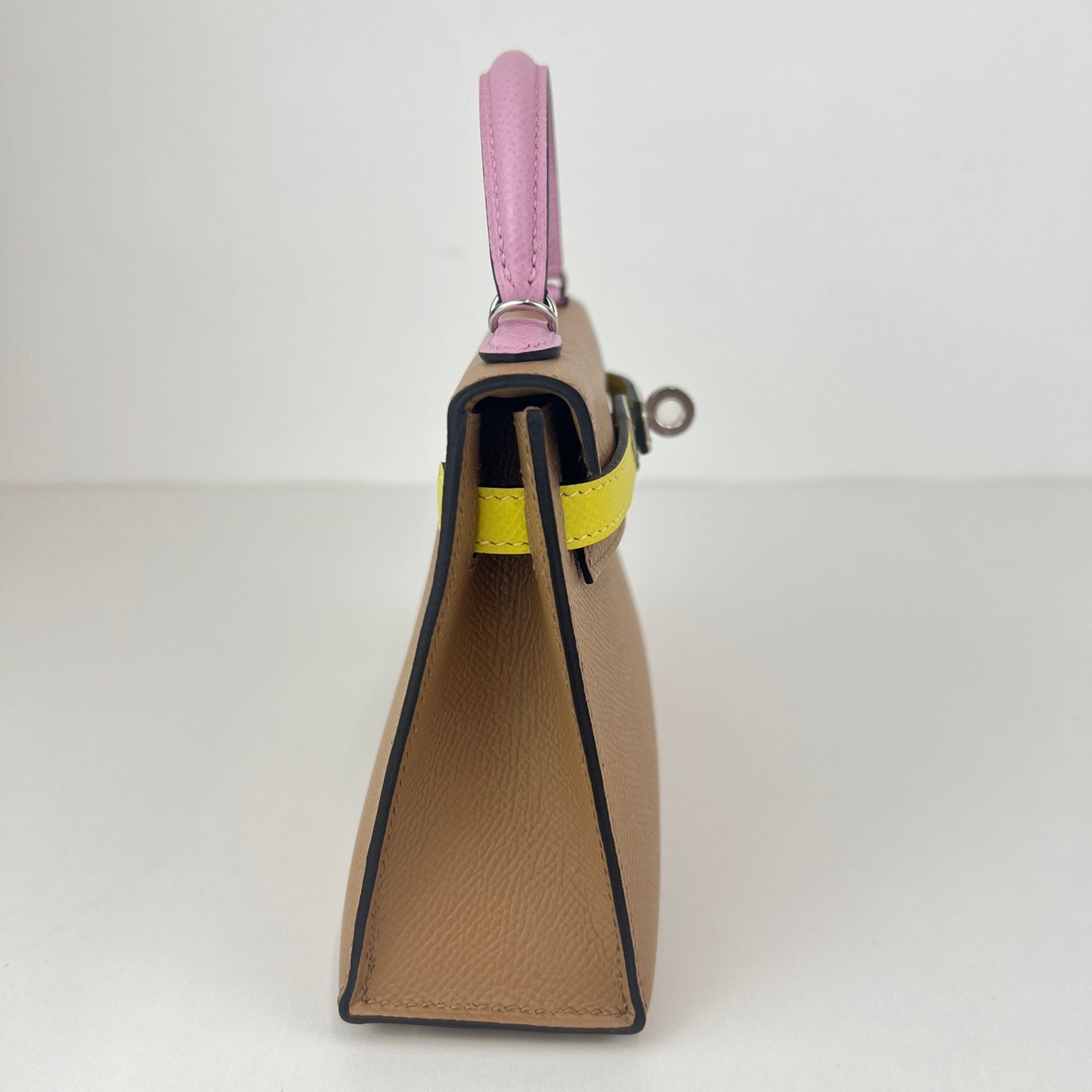 Mini kelly tricolor ミニケリートリコロール Stamp-U U刻印 Epsom エプソン Chai/Mauve sylvester/Lime チャイ/モーヴシルベストル/ライム PHW シルバー金具