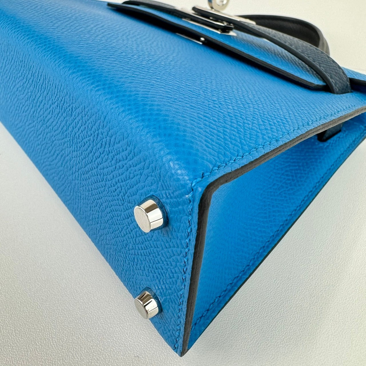 Mini kelly Tricolor ミニケリー トリコロール ブルー PHW シルバー金具 W刻