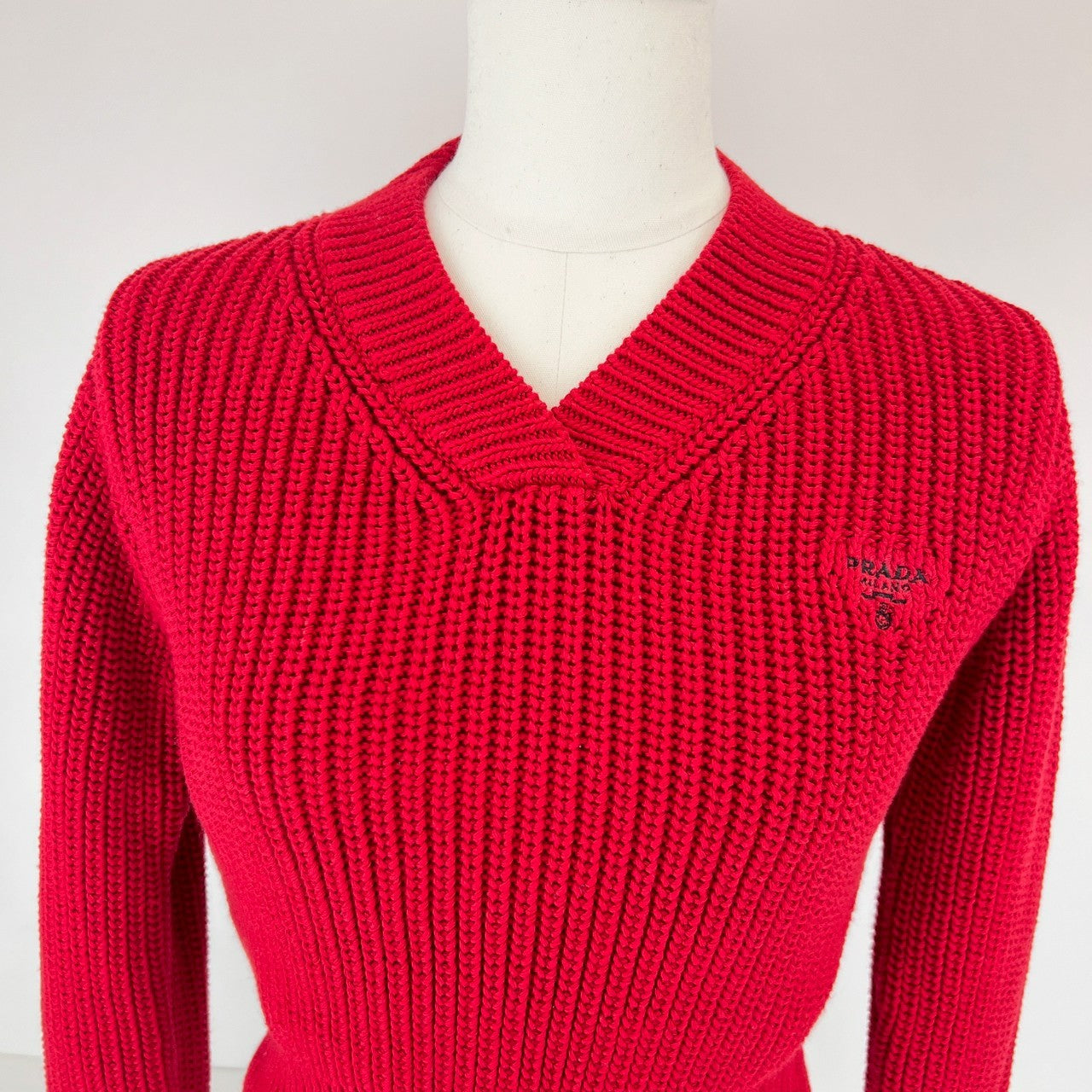 PRADA プラダ コットン ニット レディース レッド P24R1G Red レッド コットン100%
