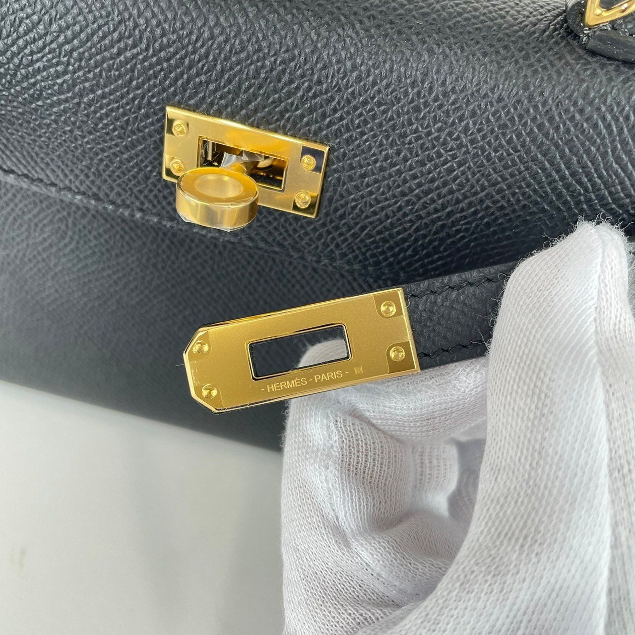 Mini kelly ミニケリー Black ブラック Epsom エプソン ゴールド金具 B刻 ショルダーバッグ レディースバッグ