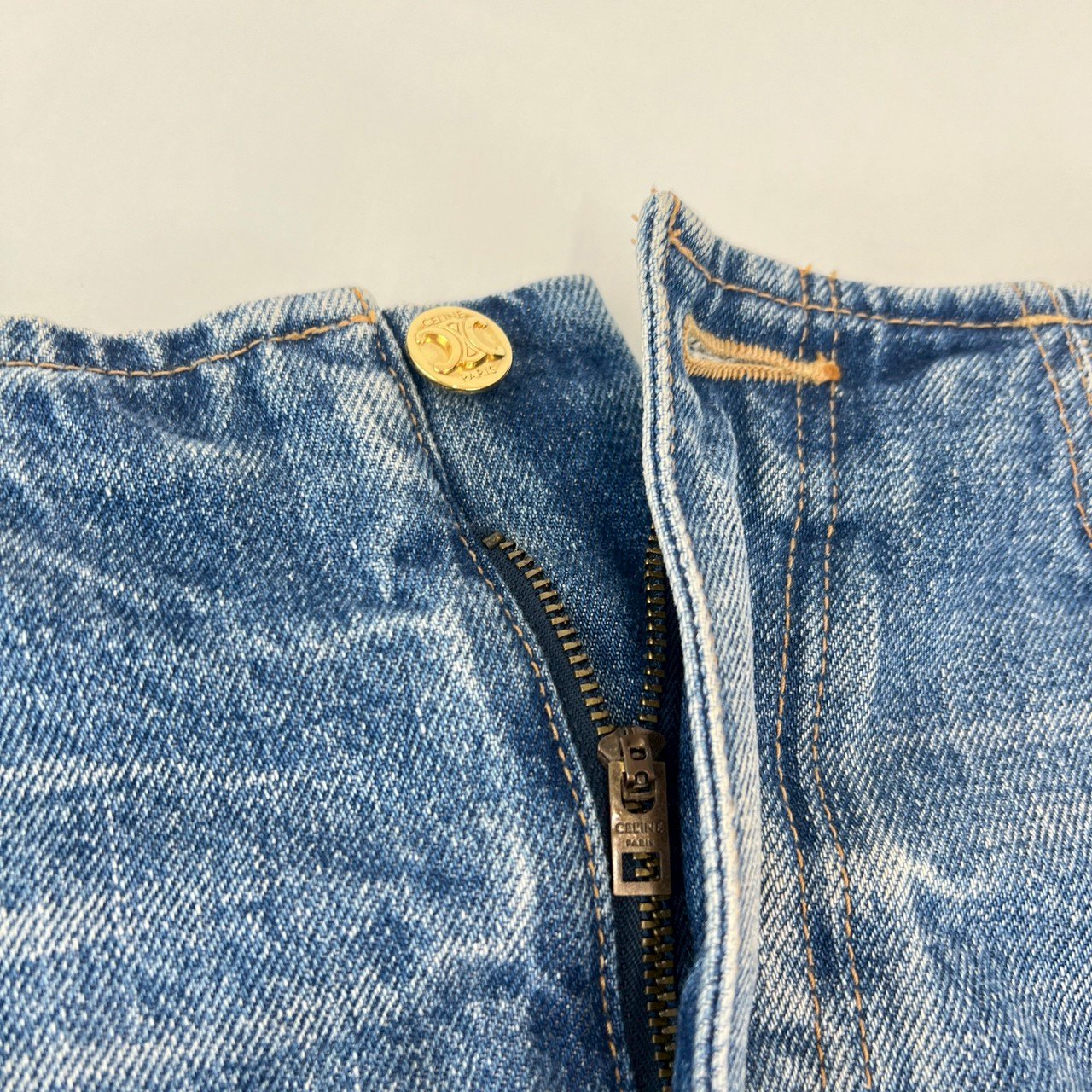CELINE セリーヌ デニムミニスカート 綿100% light blue denim