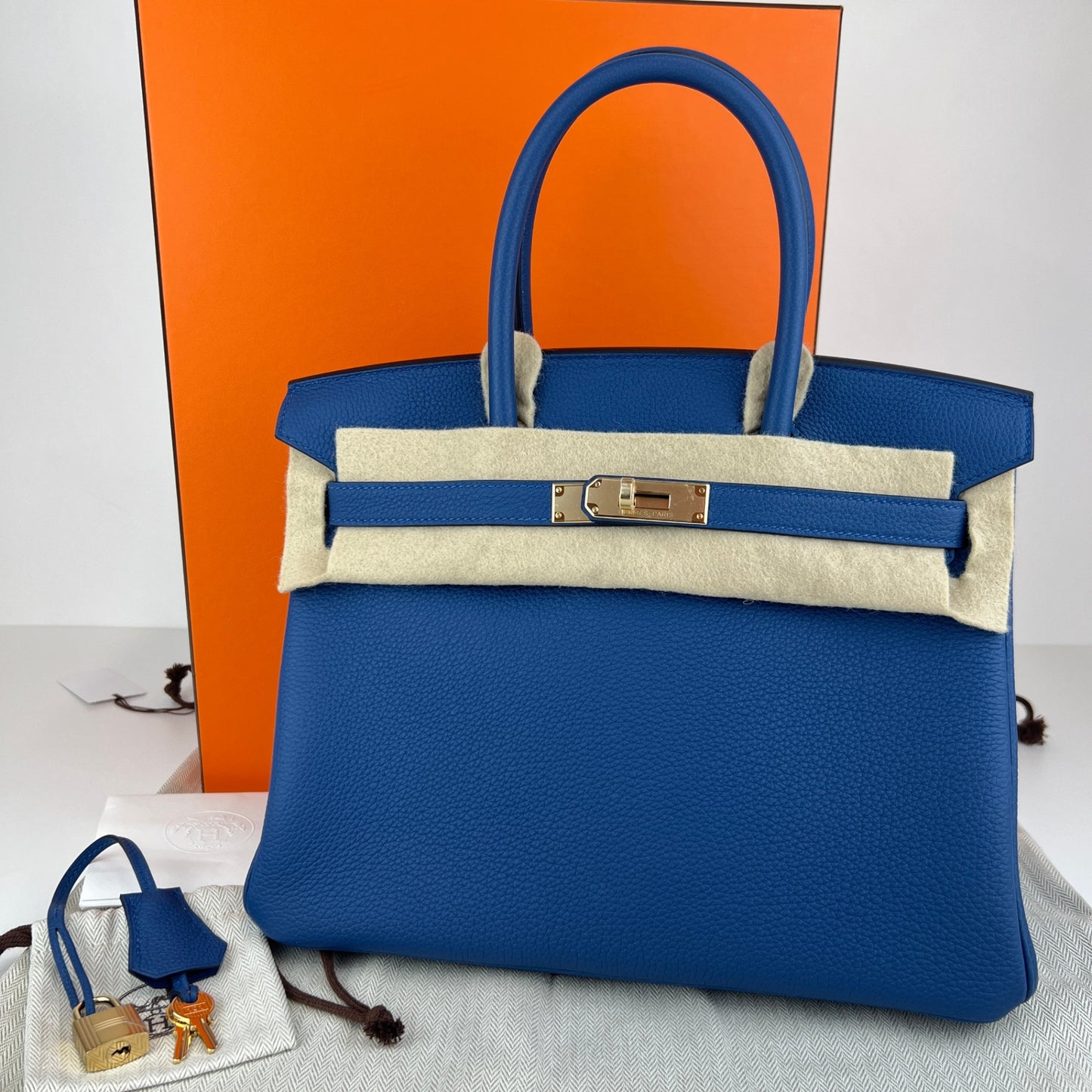 Birkin30 バーキン30 Blue tie ブルータイ Togo トゴ PMBHW シャンパンゴールド金具 Stamp-K K刻印