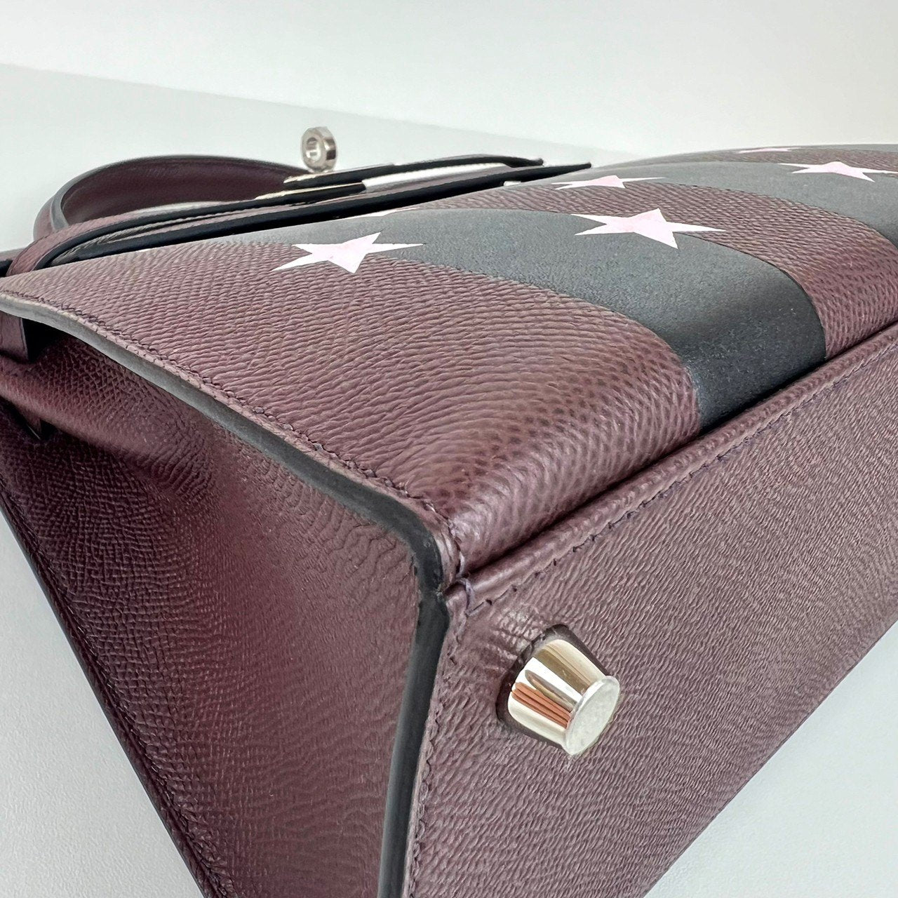 Kelly25 Sellier Casaque Etoilee ケリー25セリエ カザック エトワール Stamp-W W刻印 Epsom エプソン Rouge sellier/Black/Rose darling ルージュセリエ/ブラック/ローズダーリン PHW シルバー金具