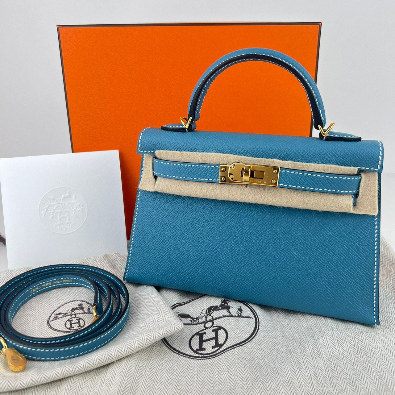 Mini kelly ミニケリー New blue jean ニューブルージーン GHW ゴールド金具 Epsom エプソン Stamp-W W刻印