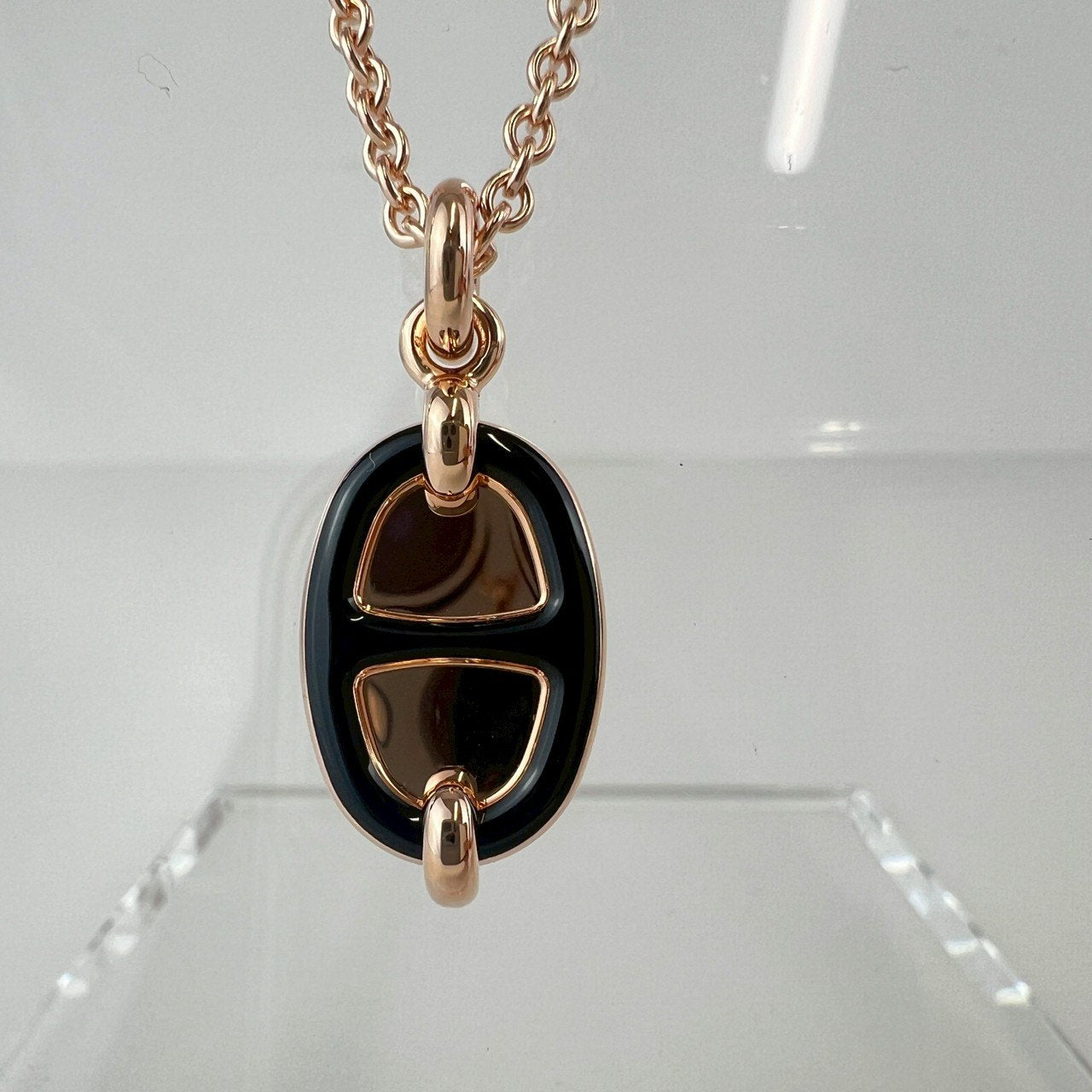 Hermès エルメス Mini Maillon pendant ミニ マイヨン ペンダント メタル Black / Rosegold :ブラック / ローズゴールド