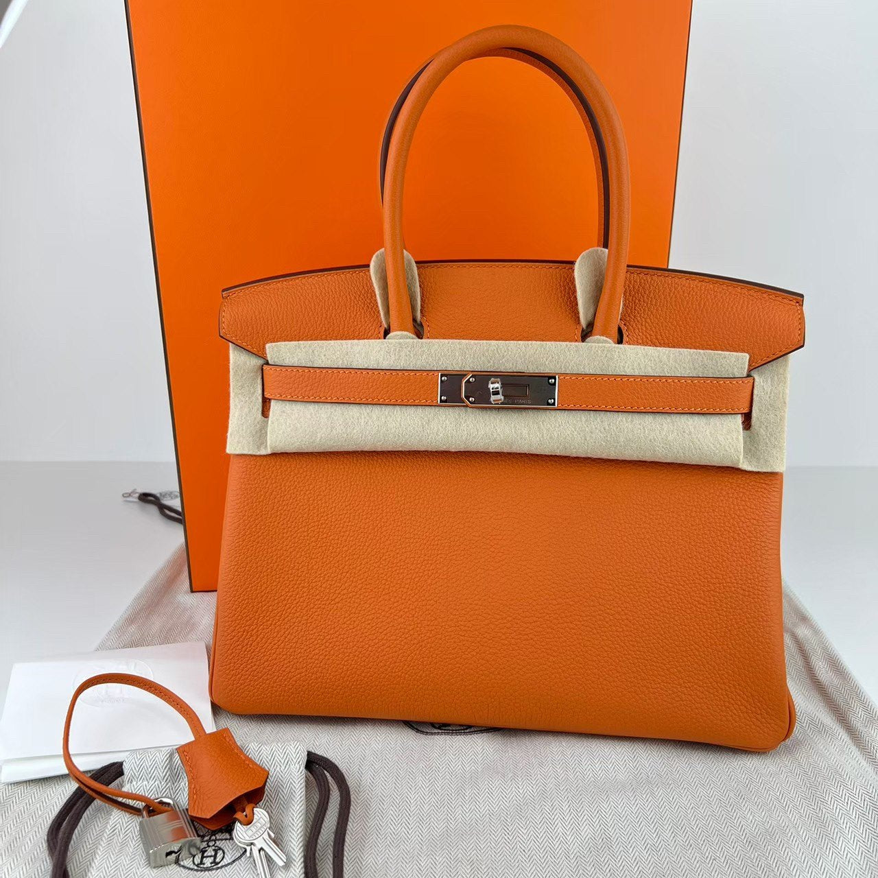 Birkin30 バーキン30 Orange オレンジ PHW シルバー金具 Togo トゴ Stamp-W W刻印