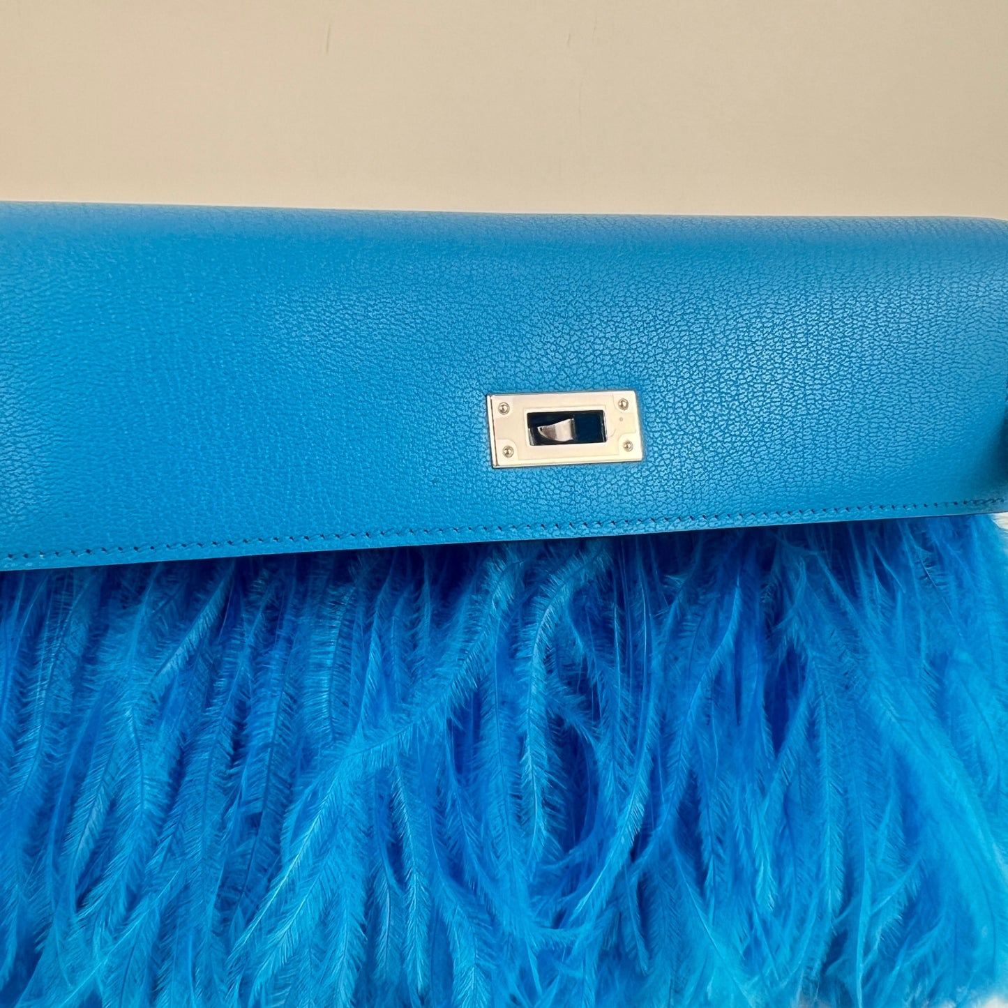 Kelly Elan feather ケリーエランフェザー Blue frida ブルーフリーダ Chevre シェーブル PHW シルバー金具 Stamp-B B刻印