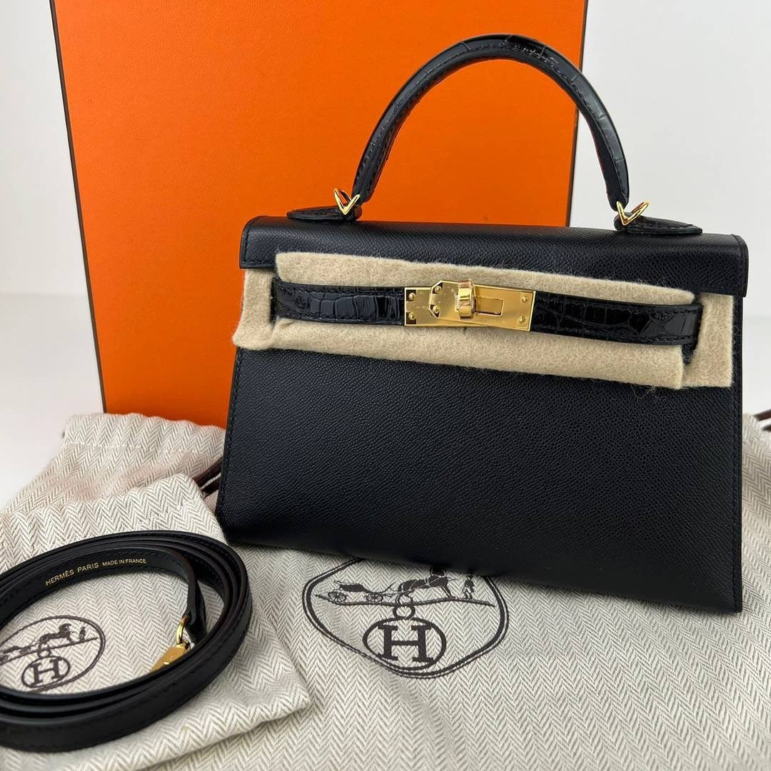 Mini kelly touch ミニケリー タッチ Black ブラック Madame マダム/Alligatorアリゲーター GHW ゴールド金具 Stamp-B B刻印