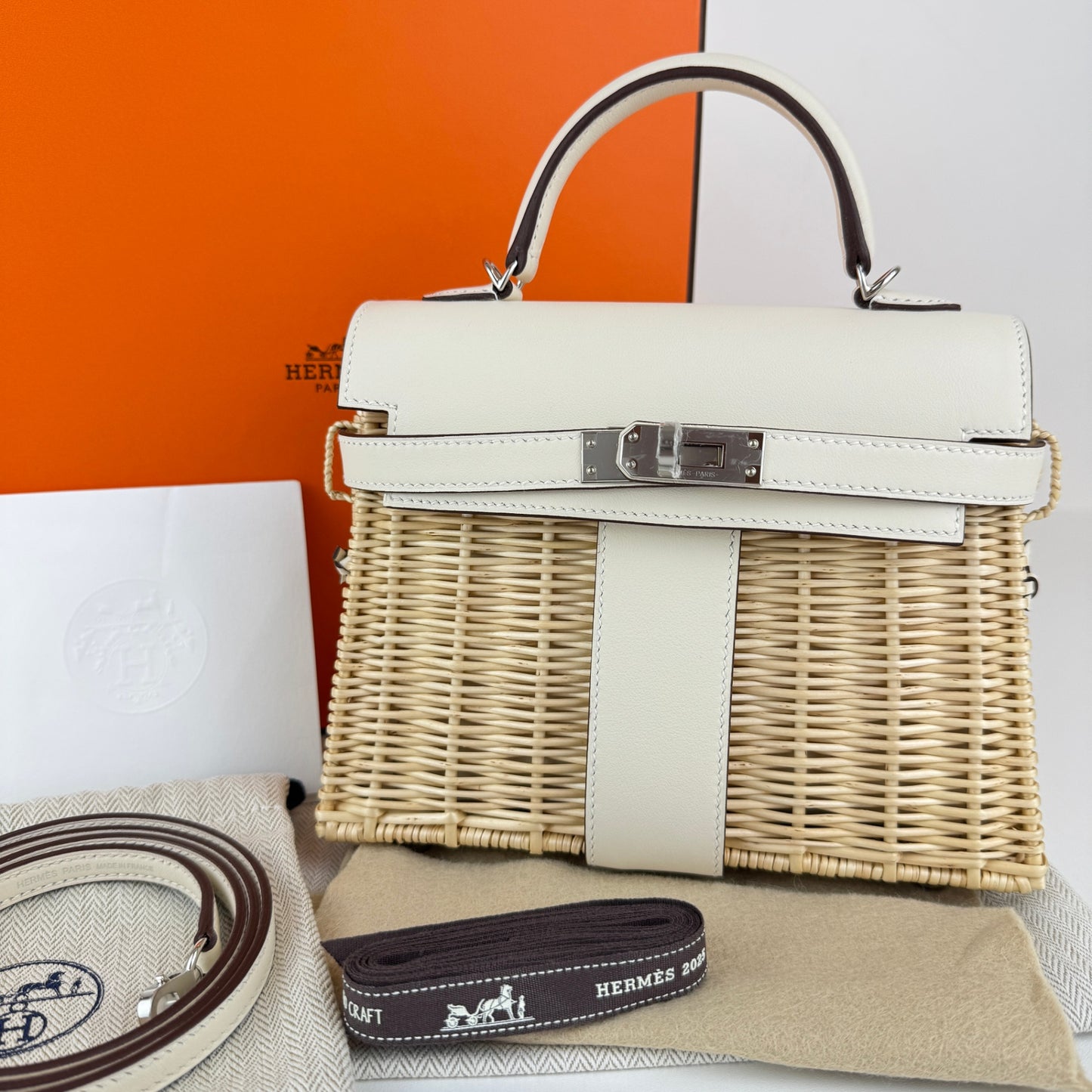 Mini kelly picnic ミニケリーピクニック Nata ナタ Swift/Rattan スイフト/ラタン PHW シルバー金具 Stamp-W W刻印