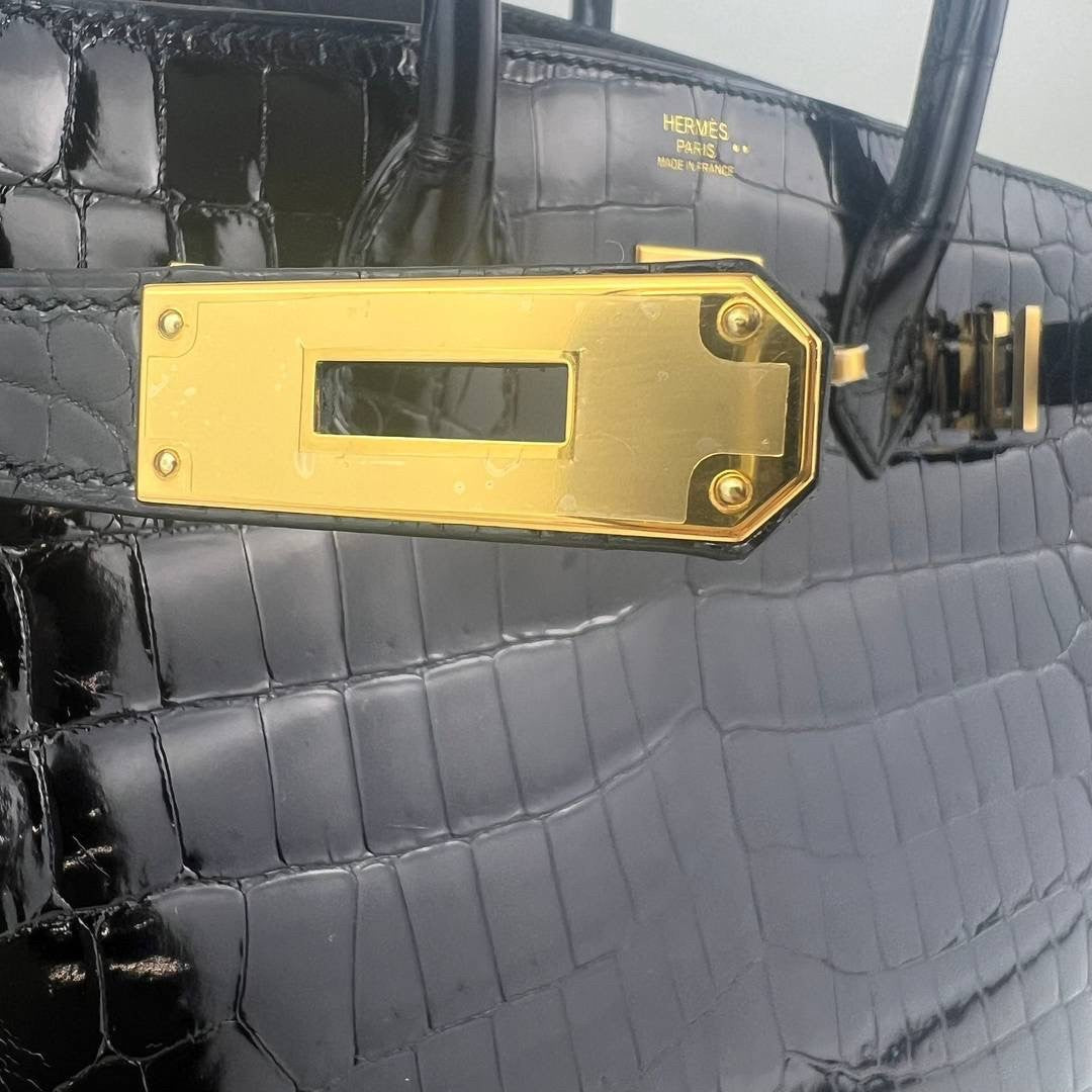 Birkin30 バーキン30 Black ブラック GHW ゴールド金具 Shiny crocodile シャイニークロコダイル Stamp-Y Y刻印