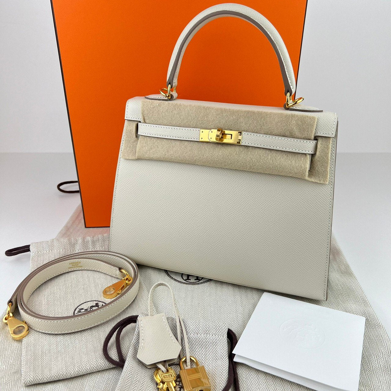 Kelly25 Sellier ケリー25 セリエ Craie クレ W刻 GHW ゴールド金具 Epsom エプソン