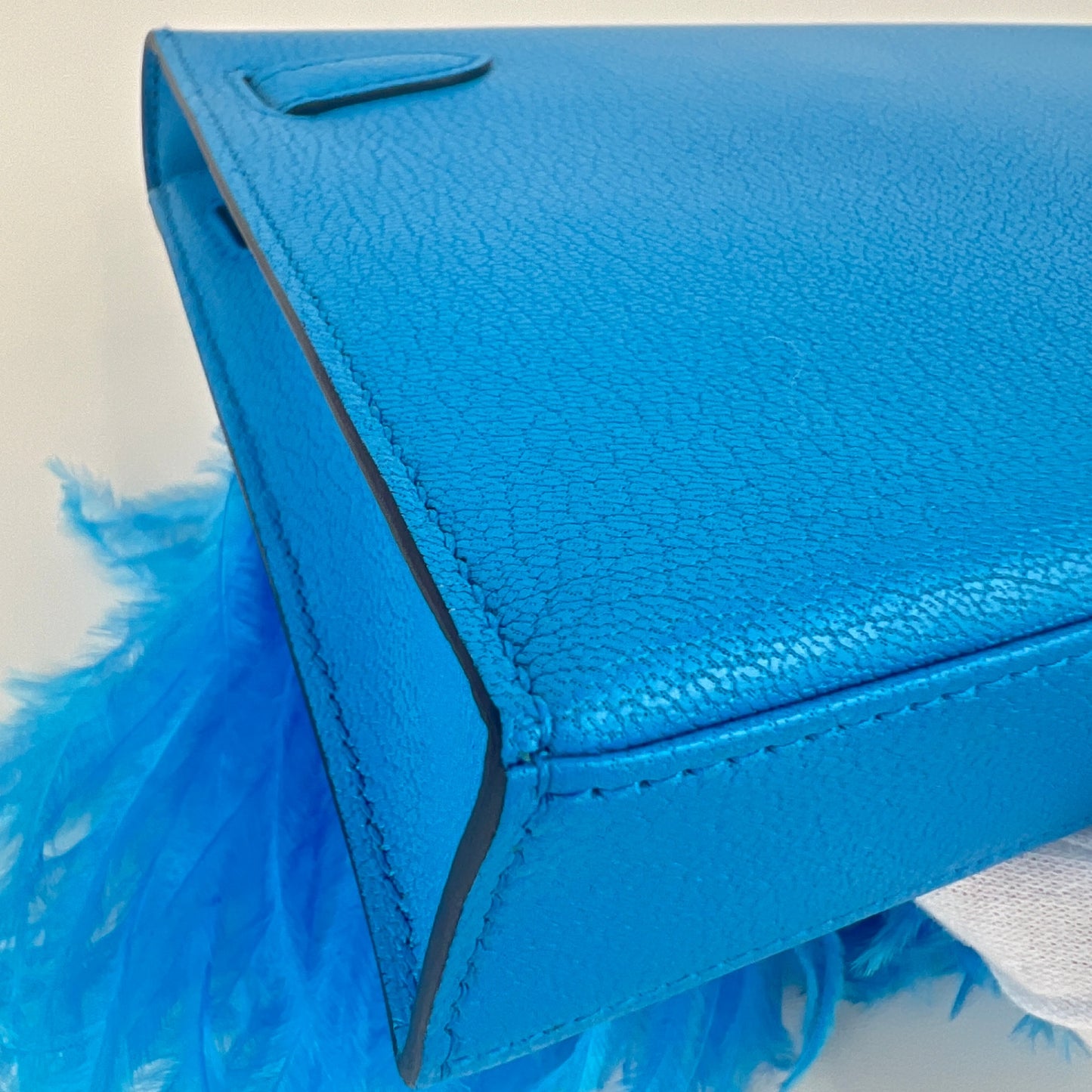 Kelly Elan feather ケリーエランフェザー Blue frida ブルーフリーダ Chevre シェーブル PHW シルバー金具 Stamp-B B刻印