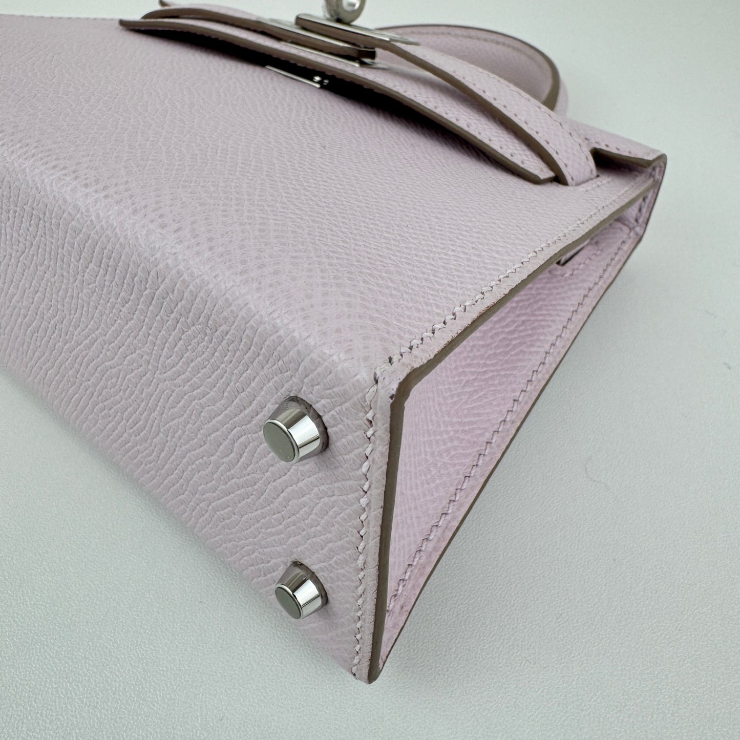 Mini kelly ミニケリー Stamp-K K刻印 Epsom エプソン Mauve pale モーヴペール PHW シルバー金具