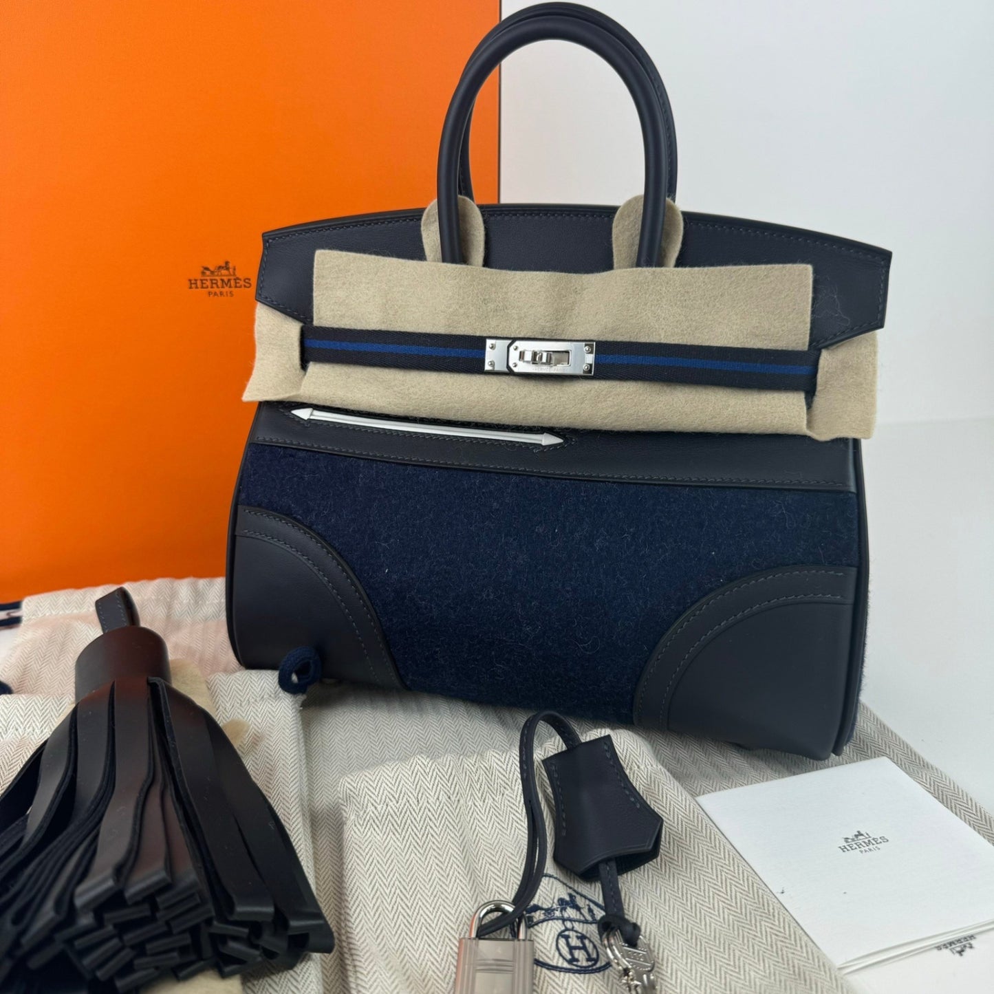 Birkin25 Go team バーキン25 ゴーチーム Stamp-B B刻印 Caban キャバン PHW シルバー金具 Felt/Swift フェルト/スイフト