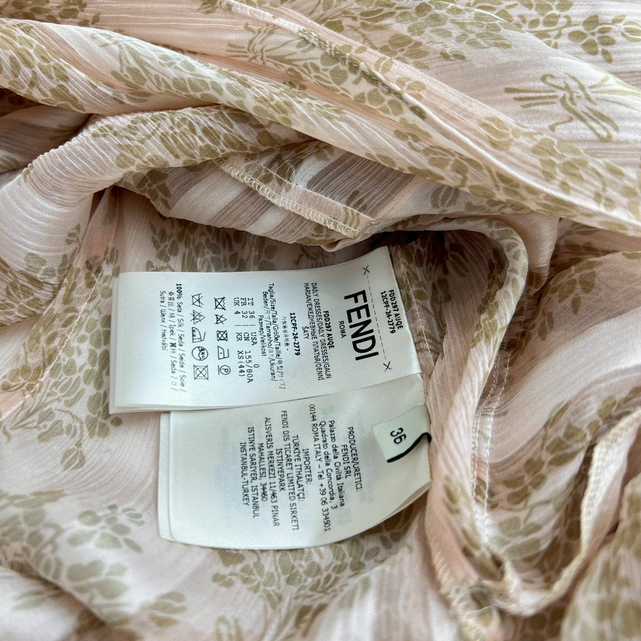 FENDI フェンディ ピンクシフォン ドレス Pink ピンク シルク サイズ36