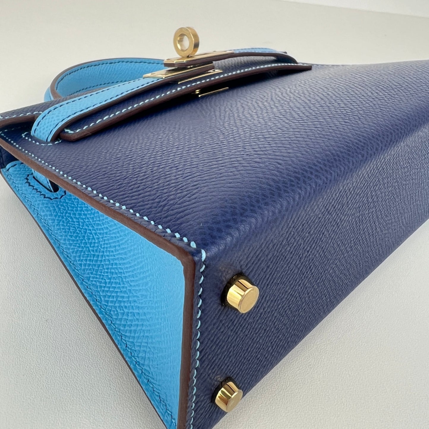 Mini kelly Special order ミニケリー スペシャルオーダー Blue navy/Celeste ブルーネイビー/セレステ PMBHW シャンパンゴールド金具 Stamp-K K刻印