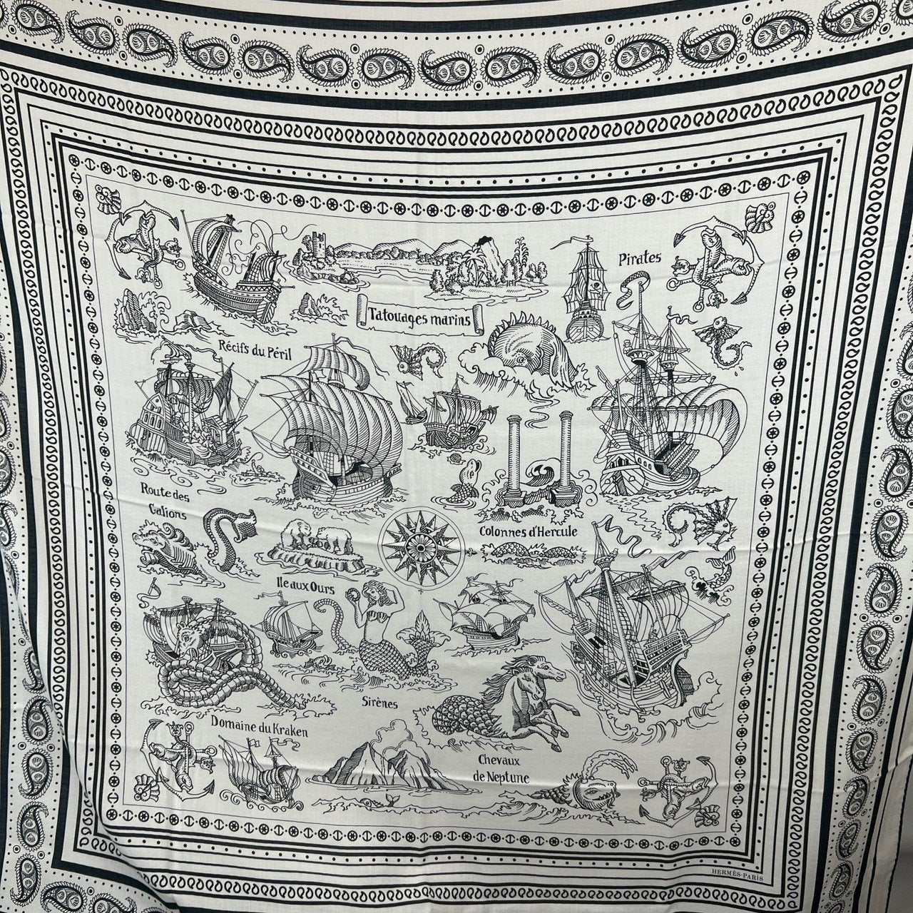 Tatouages Marins Bandana shawl 140 タトゥアージュ マリンズ バンダナ ショール 140 Cashmere/Silk カシミア/シルク