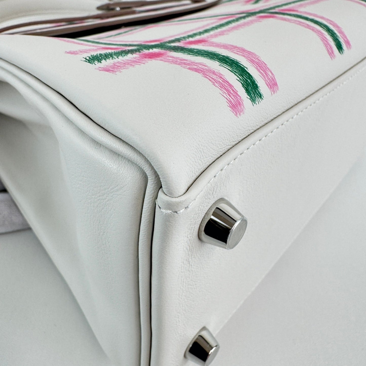 Kelly25 tartan light ケリー25 タータンライト Gris pale/Bubblegum/Vert moyen グリペール/バブルガム/ヴェールモワイヤン Swift スイフト PHW シルバー金具 Stamp-K K刻印