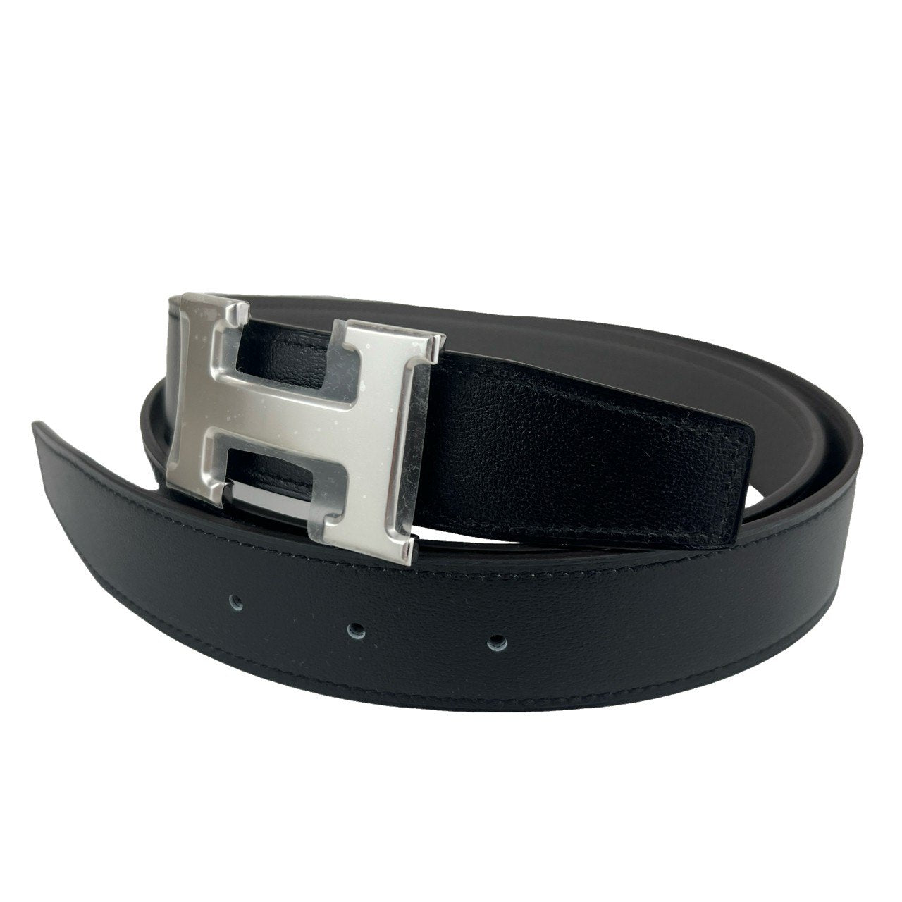 Ceinture H boucleArgent Cuir seul de ceinture H #100 Black/Etain Hベルトバックル リバーシブルベルトレザー Black ブラック/Etain エタン