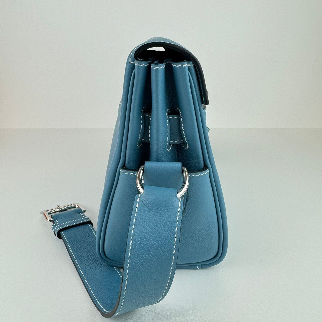 Kelly Messenger PM ケリーメッセンジャーバッグPM New Blue jean ニューブルージン PHW シルバー金具 Evercolor エバーカラー Stamp-W W刻印