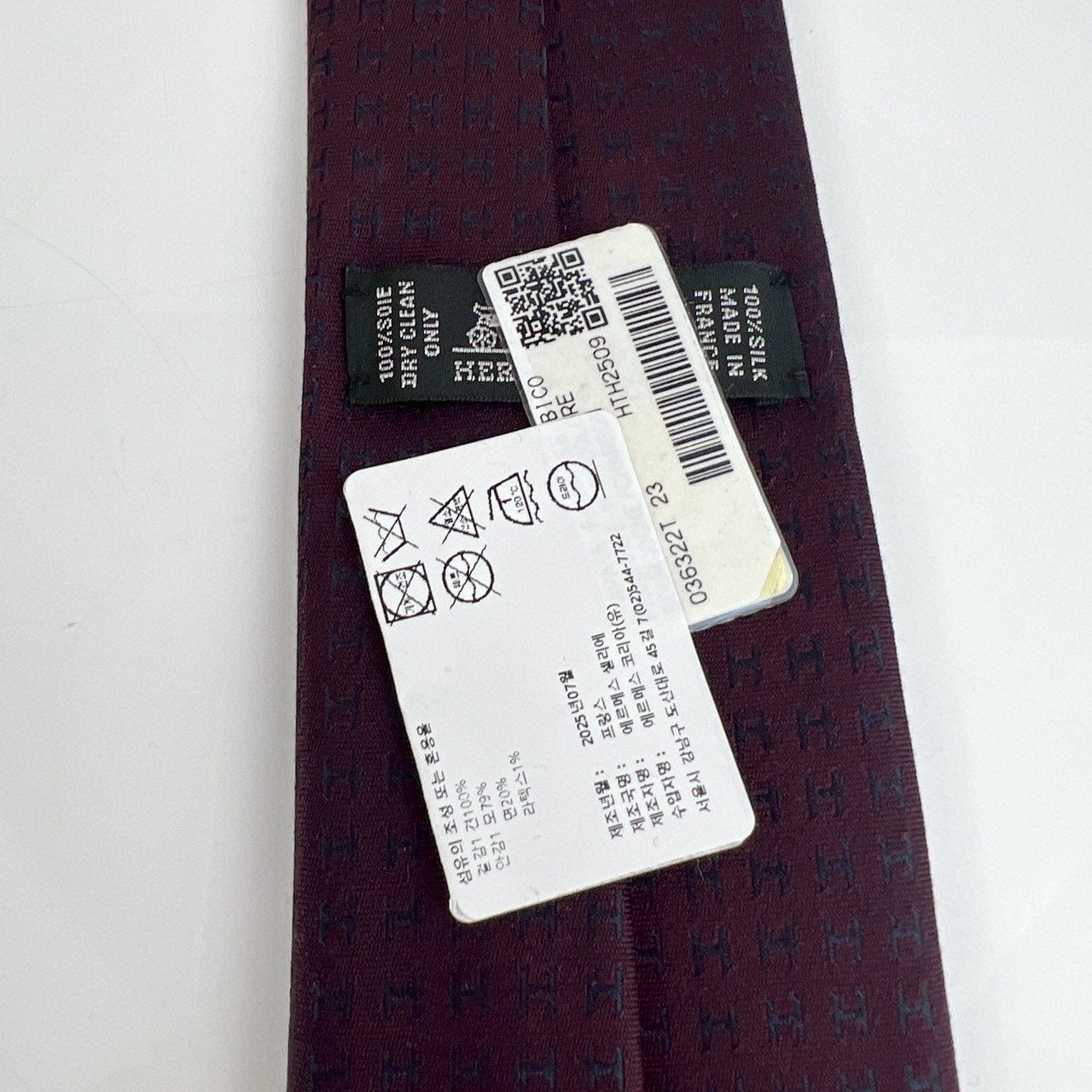 シルクタイ バイカラーHタイ Faconnee H Bicolore tie BOURGOGNE/CHARBON ブルゴーニュ/シャルボン