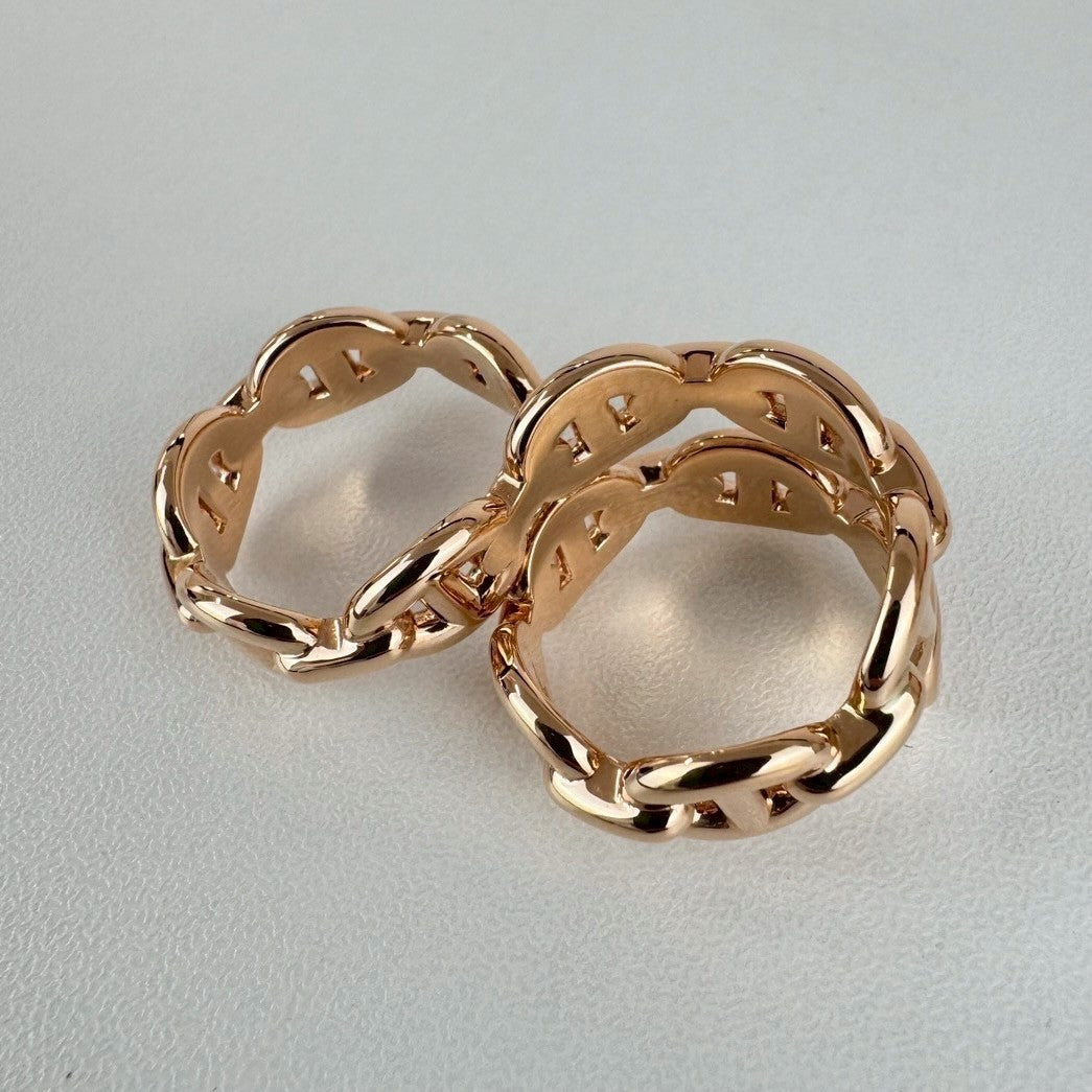 Double chaine d'Andre Enchainee GM #53 シェーヌダンクル アンシェーヌ ダブルリング RGHW ローズゴールド金具 GM 53 13号 幅: 1.43 cm
