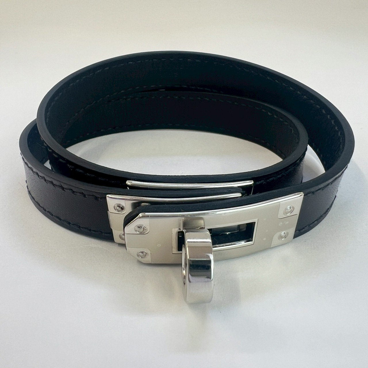 Kelly double bracelet レザーブレスレット ケリー T6 Black ブラック