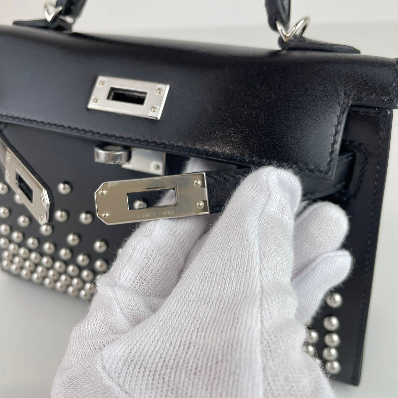 Mini Kelly Cloute ミニケリークローテ Black ブラック PHW シルバー金具 Boxcalf ボックスカーフ Stamp-W W刻印