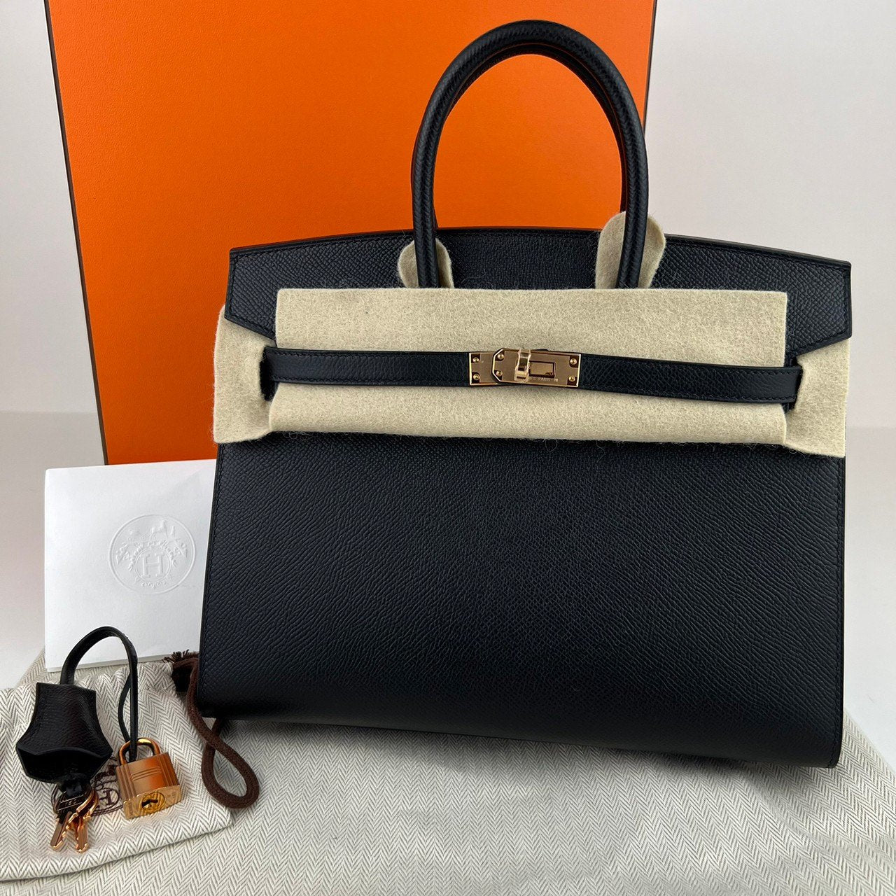 Birkin25 Sellier バーキン25 セリエ Black ブラック Epsom エプソン RGHW ローズゴールド金具 Stamp-U U刻印